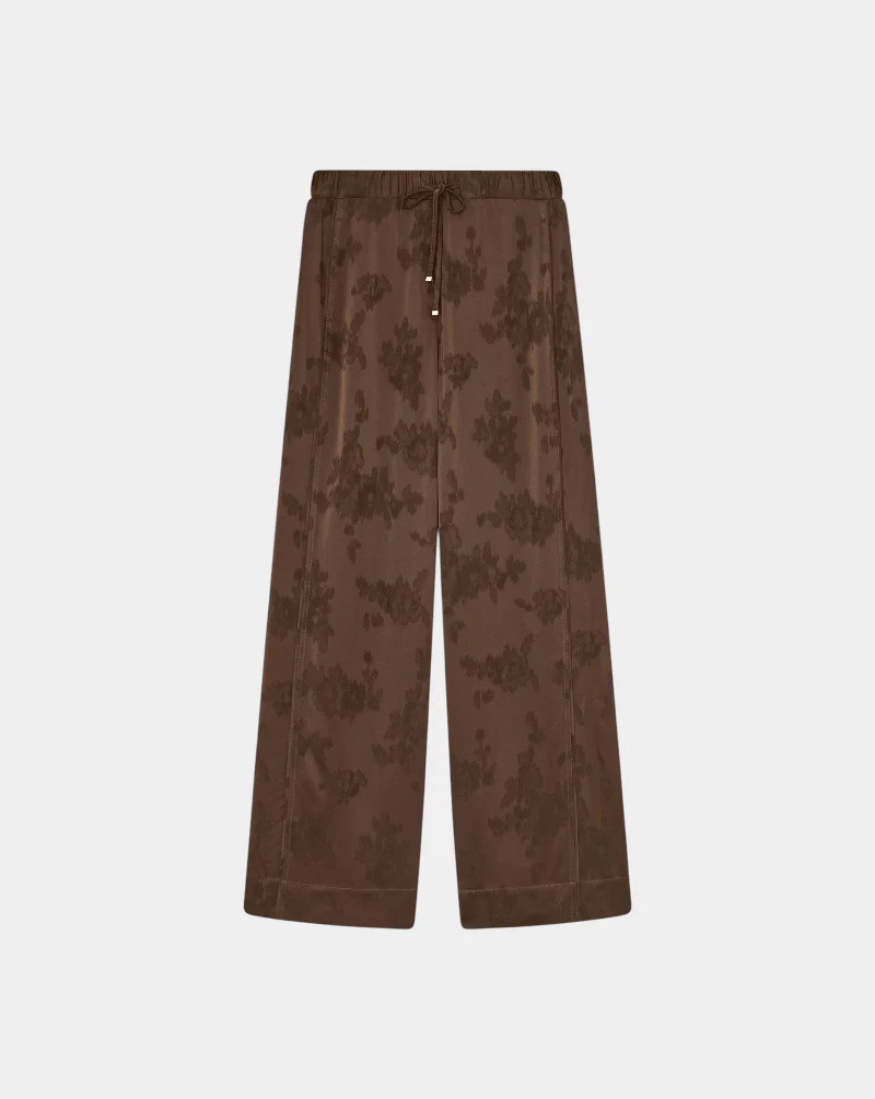 Pantalones elásticos de jacquard satinado fluido