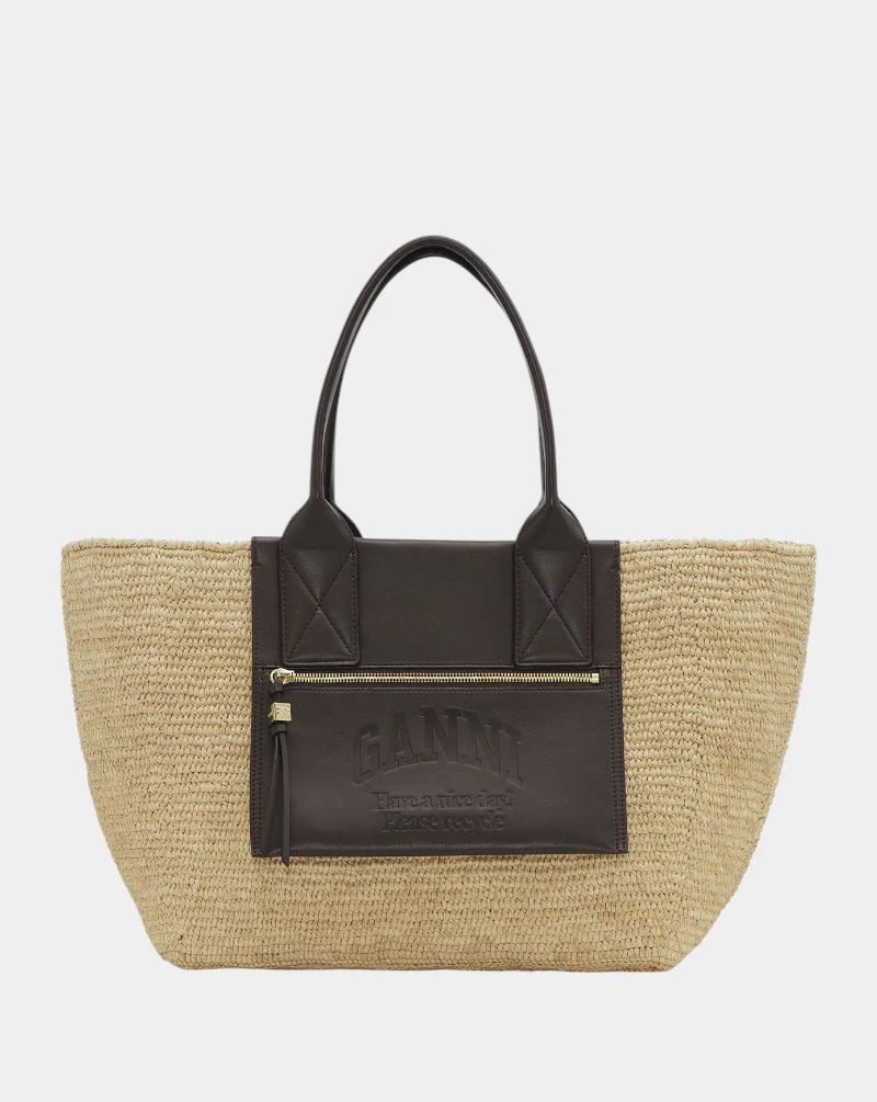 Bolso Ganni Easy Shopper Medium Raffia