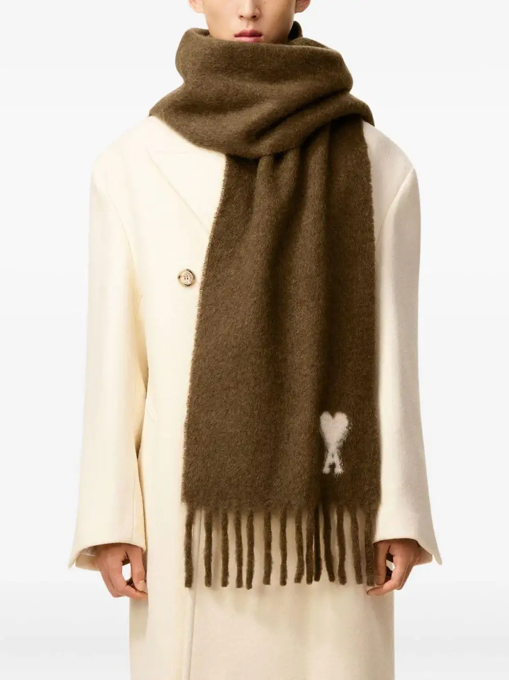 Bufanda Ami Paris Alpaca Off White Ami De Coeur Scarf - Image 3