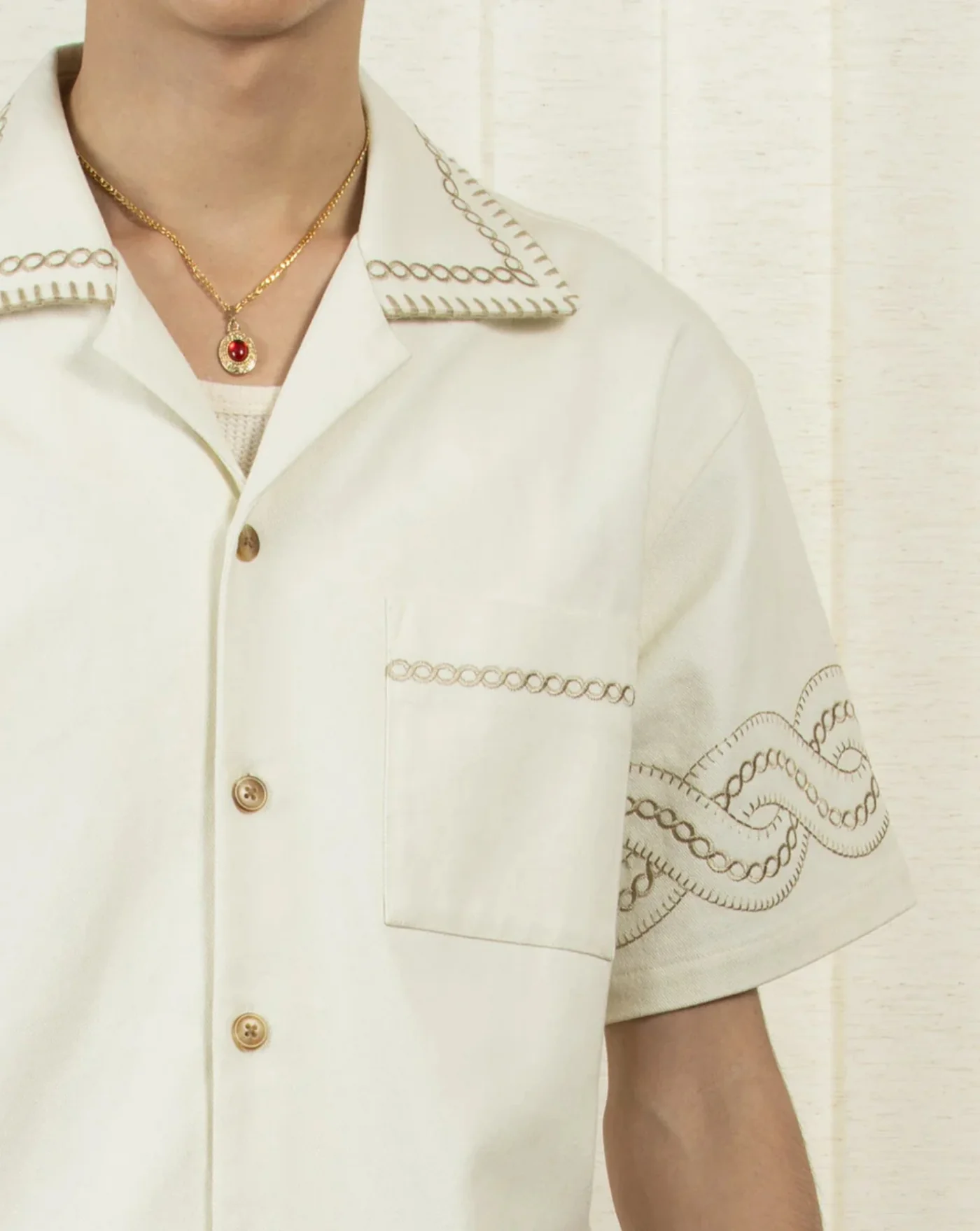 Camisa Drôle de Monsieur La Chemise Brodee Tresses - Image 3