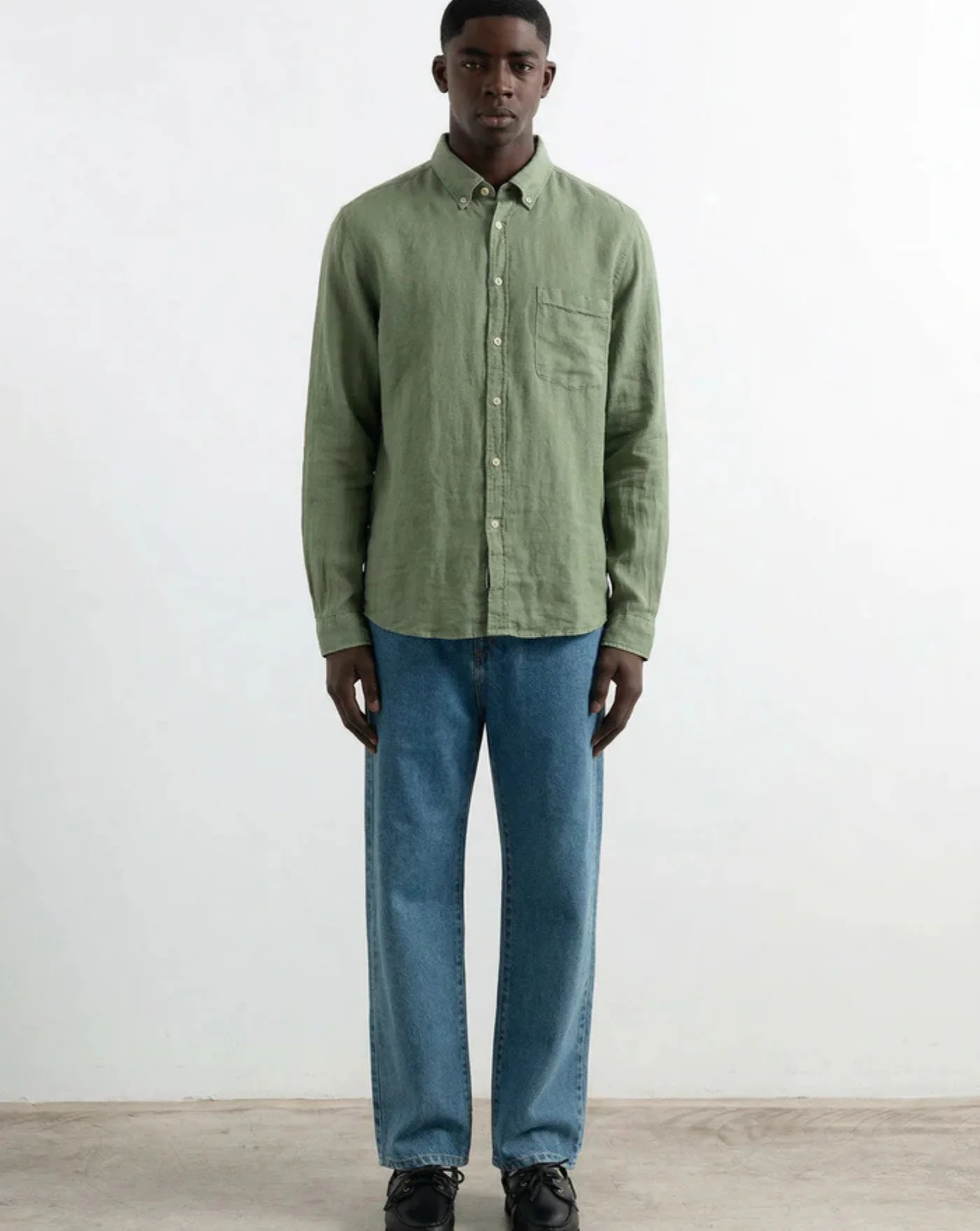 Camisa Edmmond linen shirt khaki - Image 3