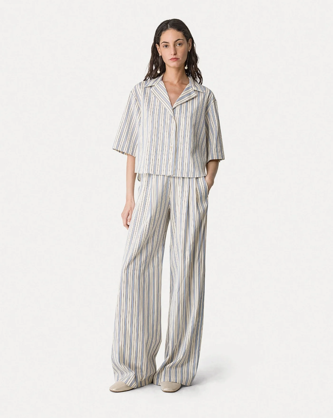 Camisa Forte Forte Sleeved Pinstripe Shirt - Image 5