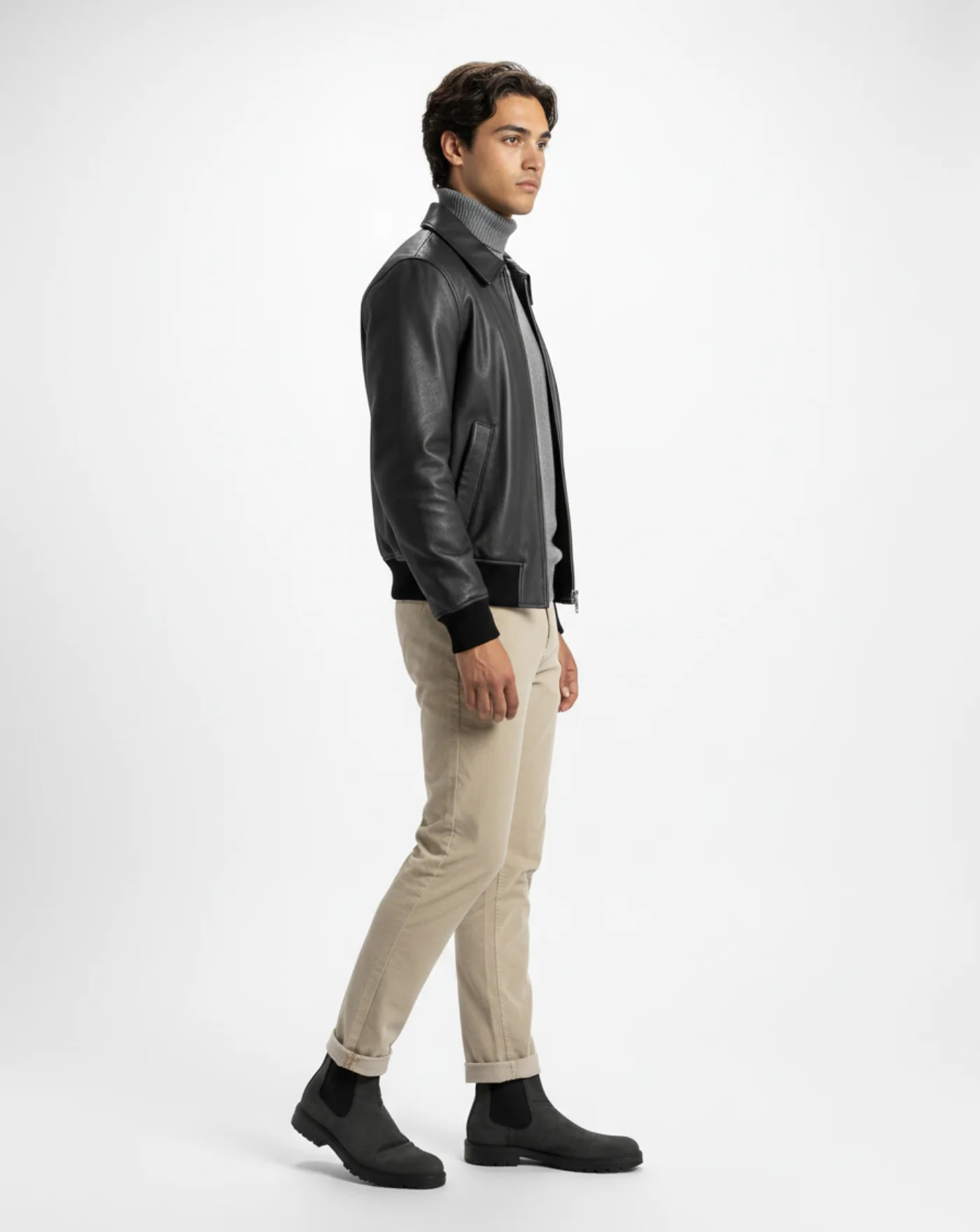 Chaqueta Ami Paris Leather Zipped - Image 4