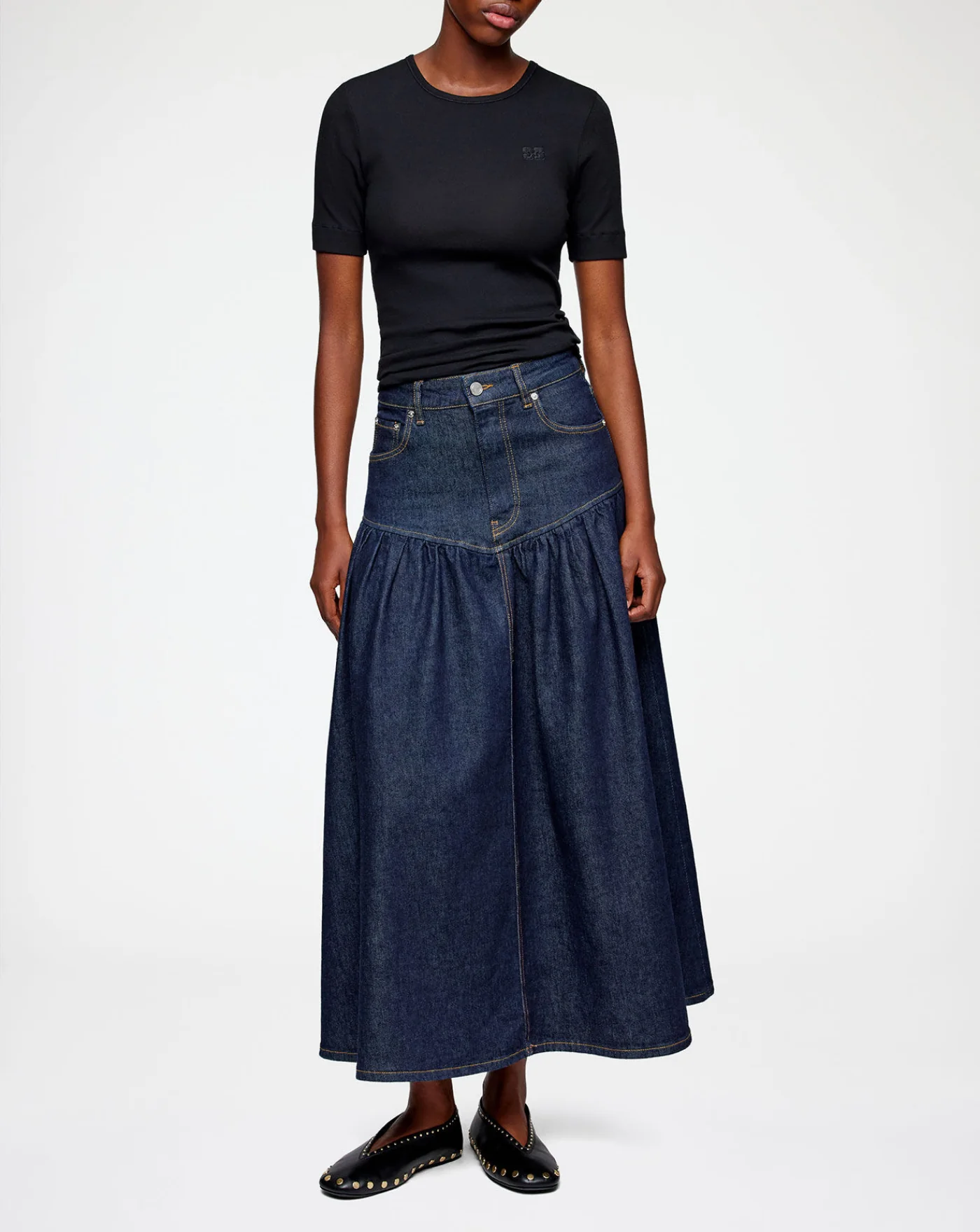 Falda Ganni Stretch Denim Long Skirt - Image 2