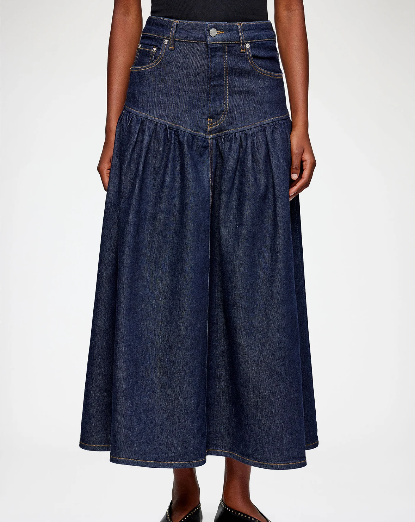 Falda Ganni Stretch Denim Long Skirt - Image 3