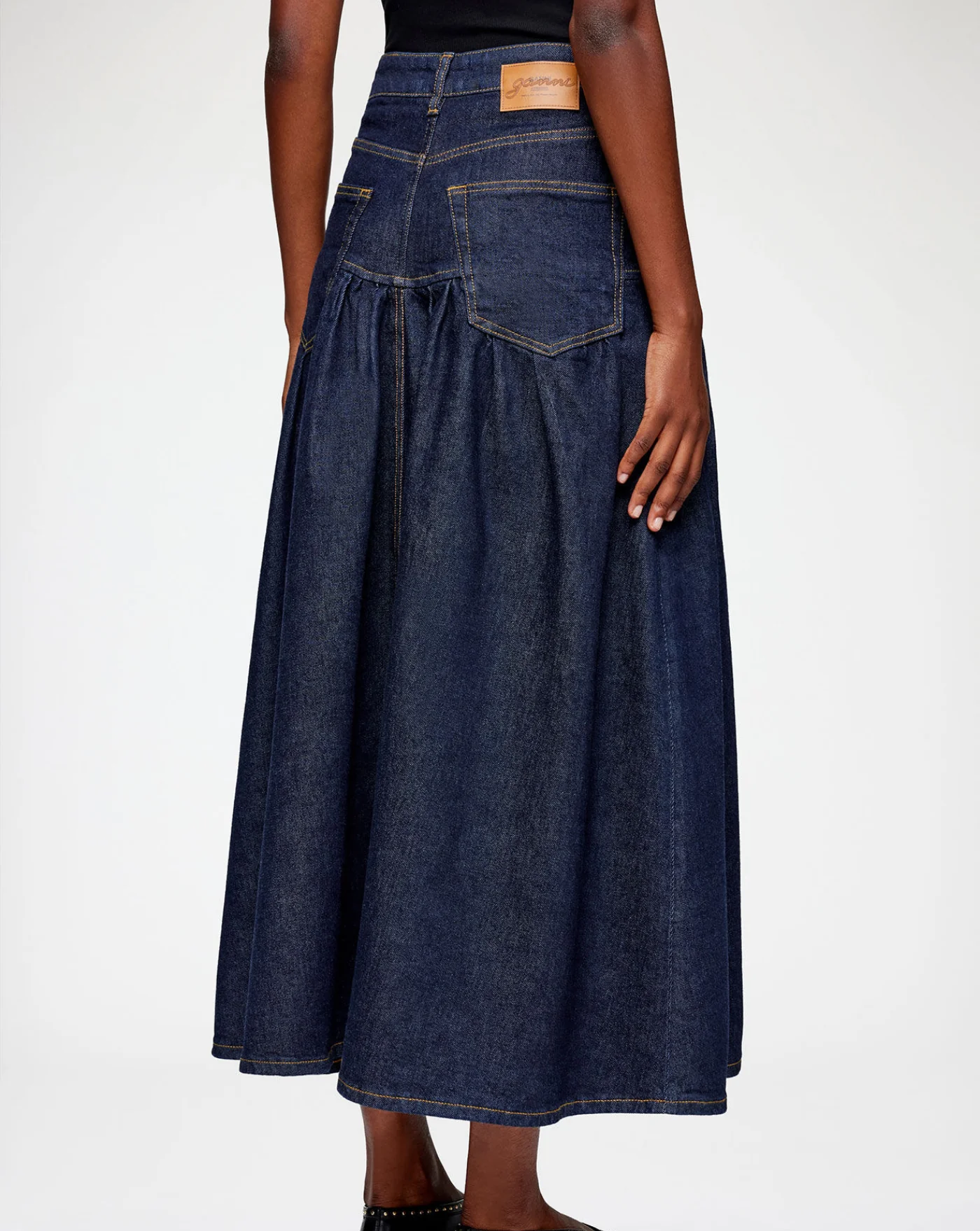 Falda Ganni Stretch Denim Long Skirt - Image 4
