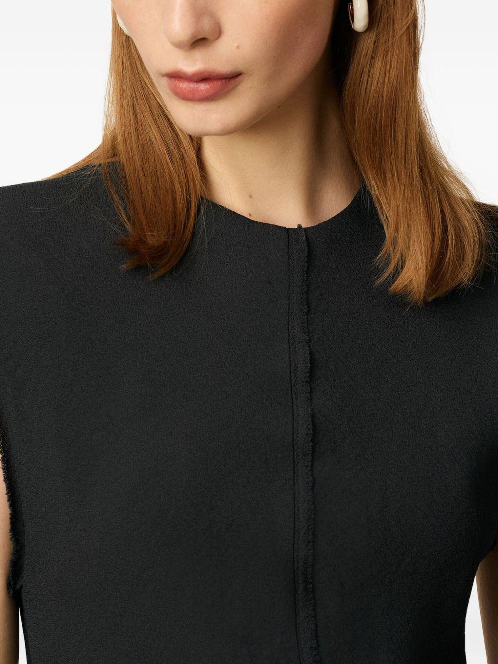Vestido Ami Paris Black Long Raw Edge Details Dress - Image 6