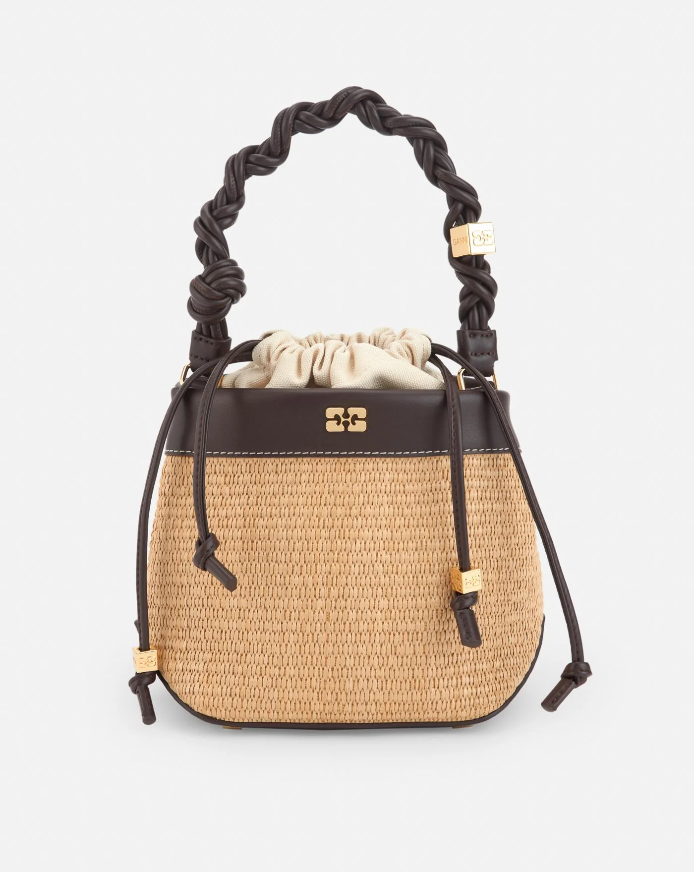 Bolso Ganni Bou Bucket Bag Raffia