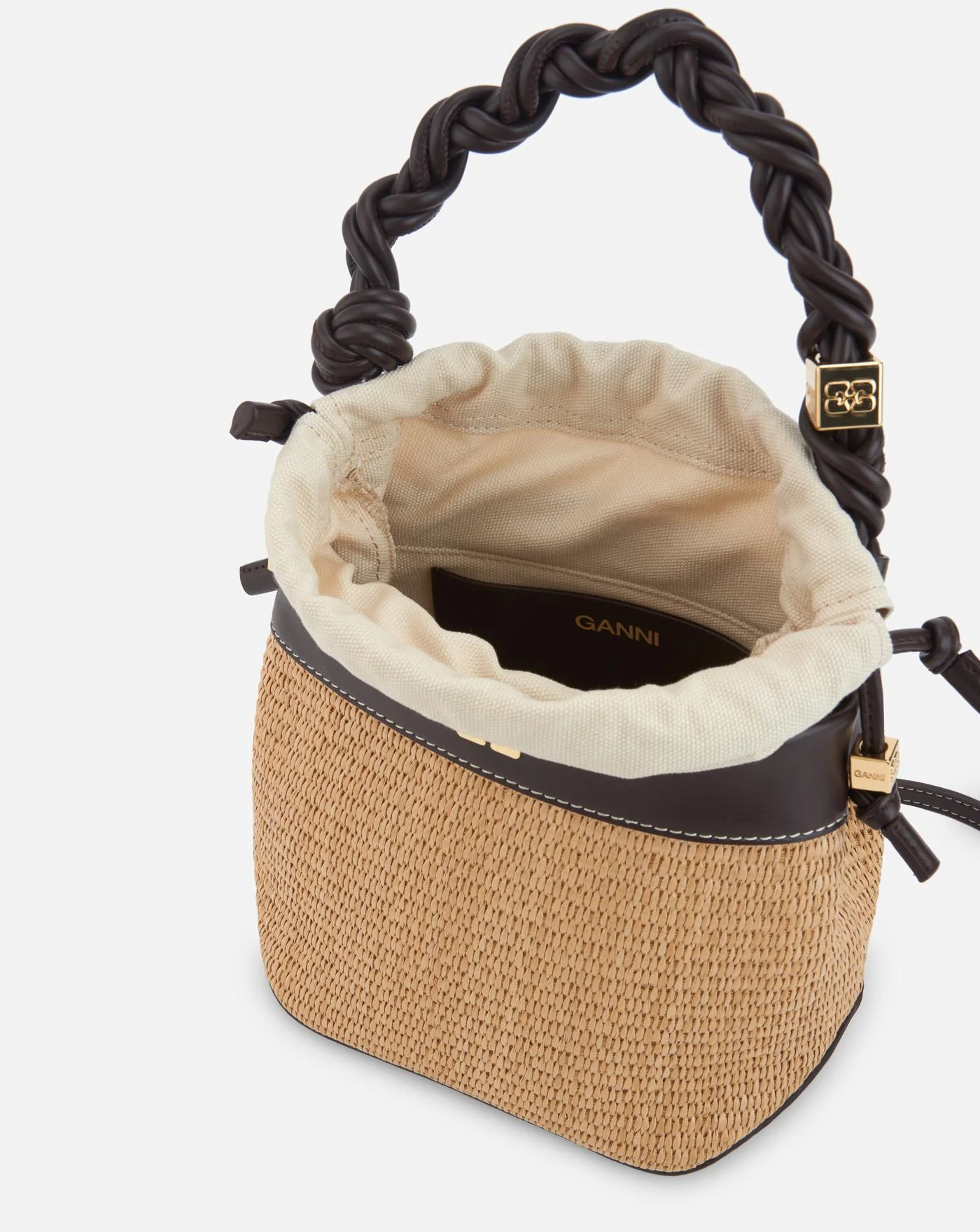 Bolso Ganni Bou Bucket Bag Raffia - Image 4