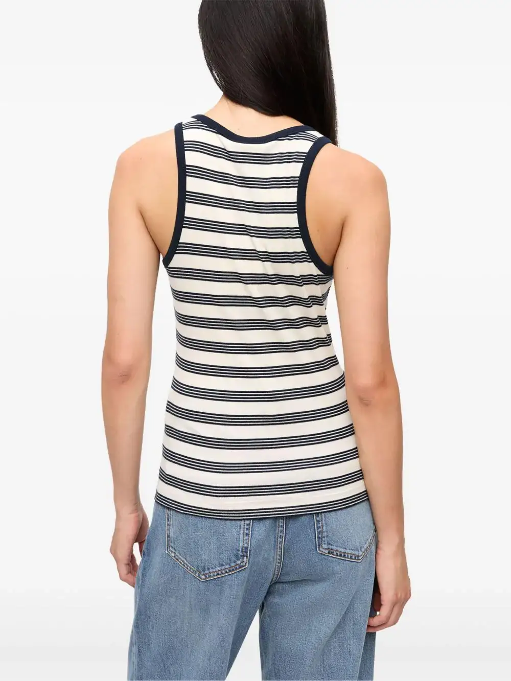 Top Ganni Striped Soft Cotton Rib Tank Top - Image 12