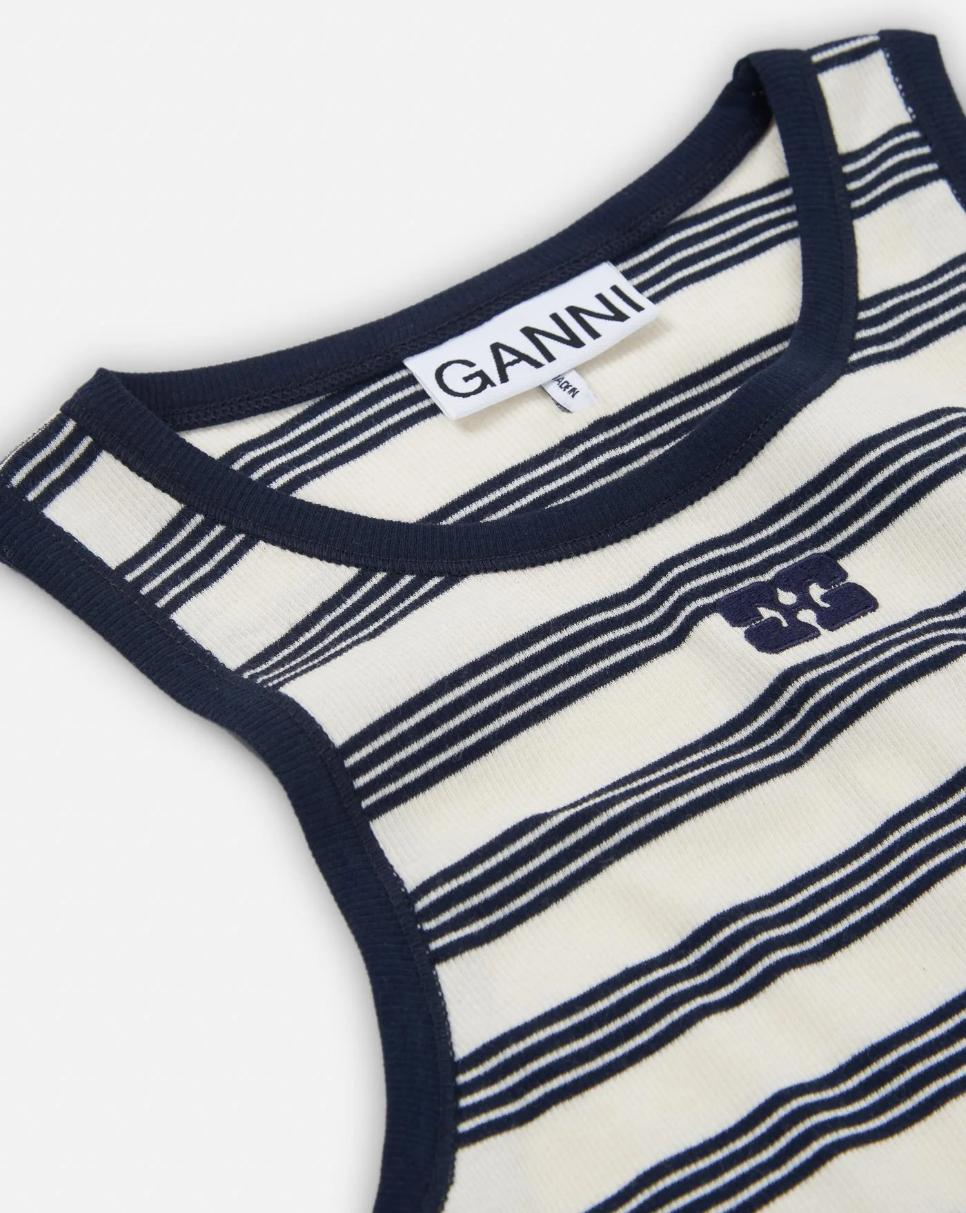 Top Ganni Striped Soft Cotton Rib Tank Top - Image 3