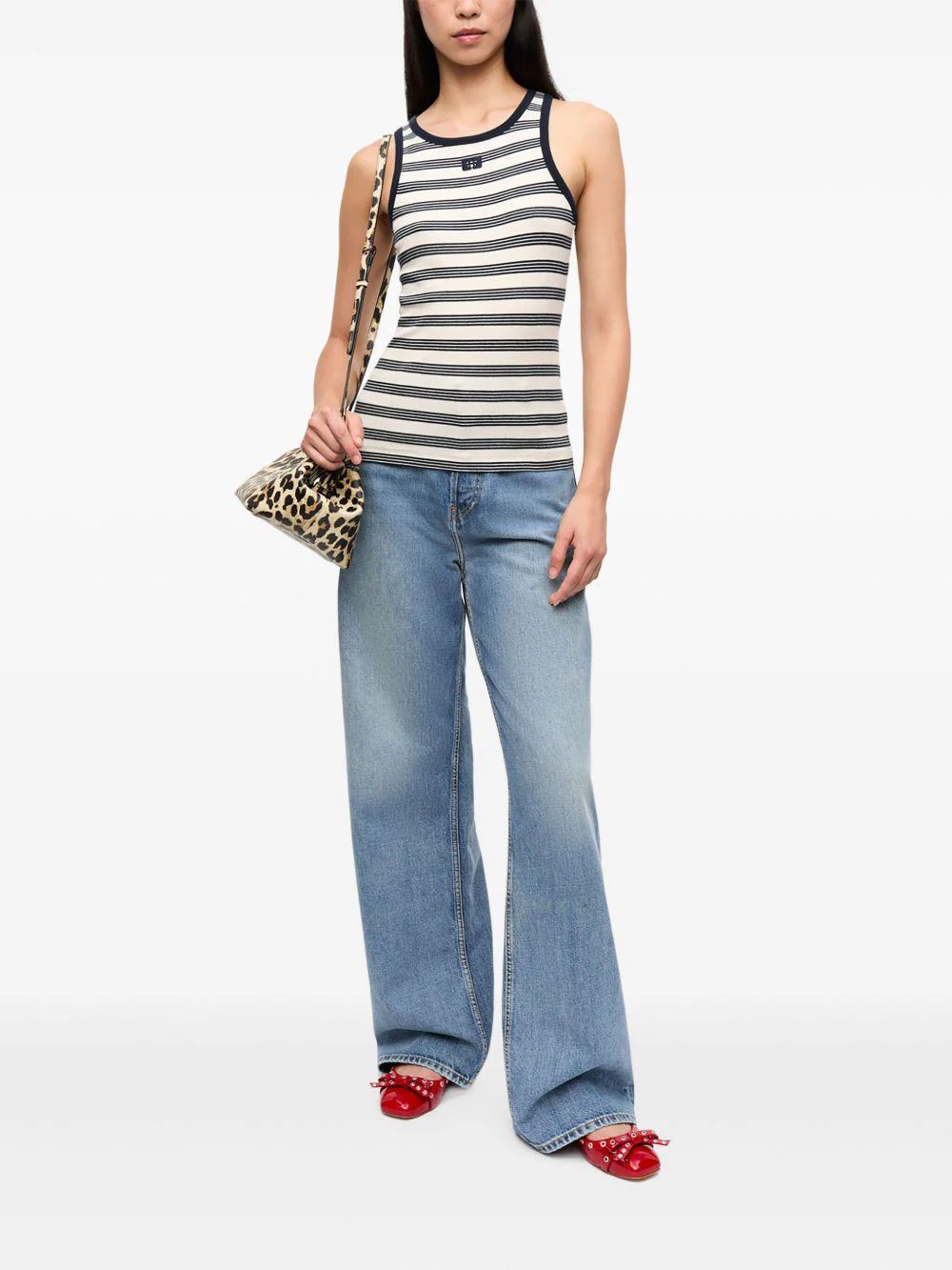 Top Ganni Striped Soft Cotton Rib Tank Top - Image 7