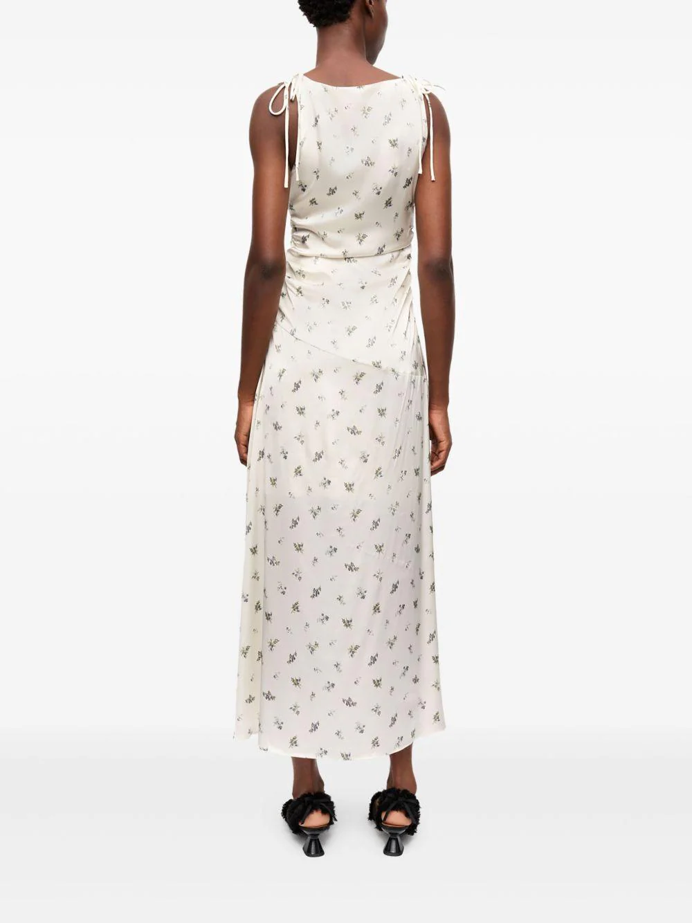 Vestido Ganni Printed Satin Gathered Long Dress - Image 4