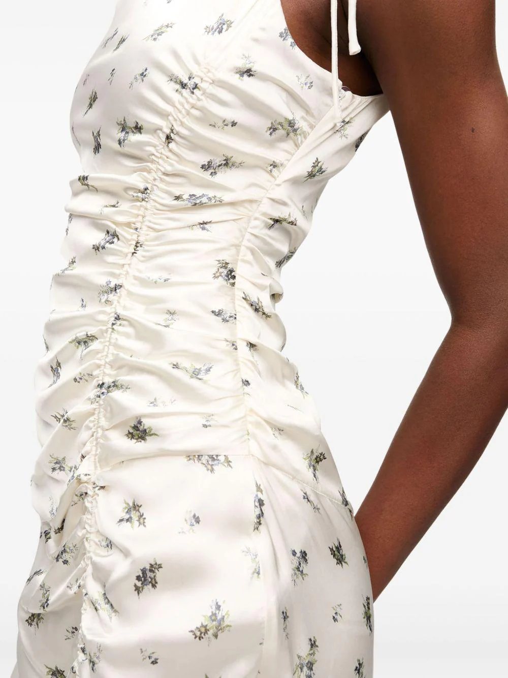 Vestido Ganni Printed Satin Gathered Long Dress - Image 5