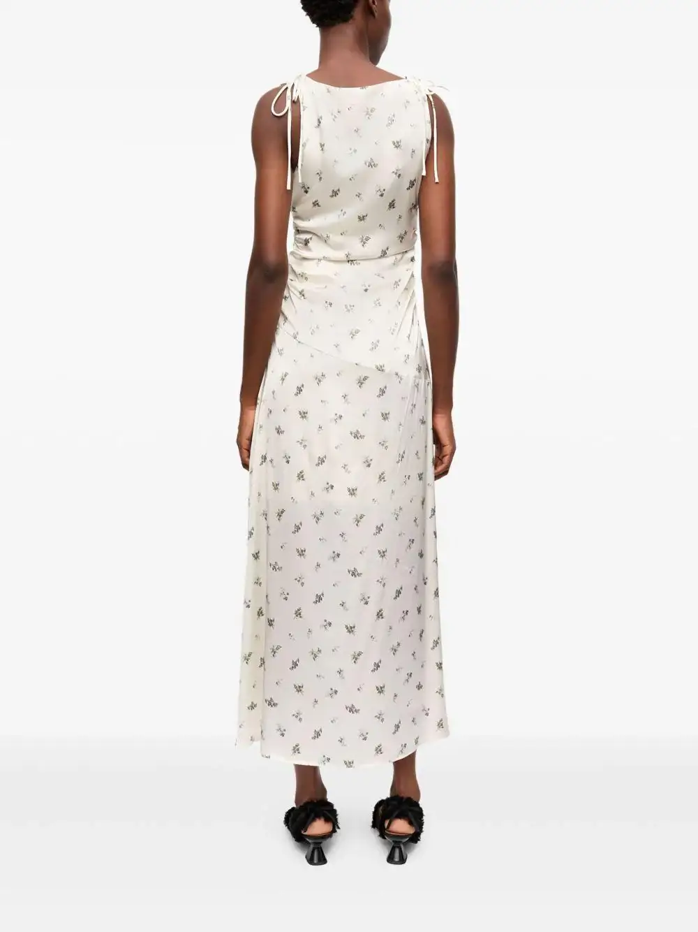 Vestido Ganni Printed Satin Gathered Long Dress - Image 9