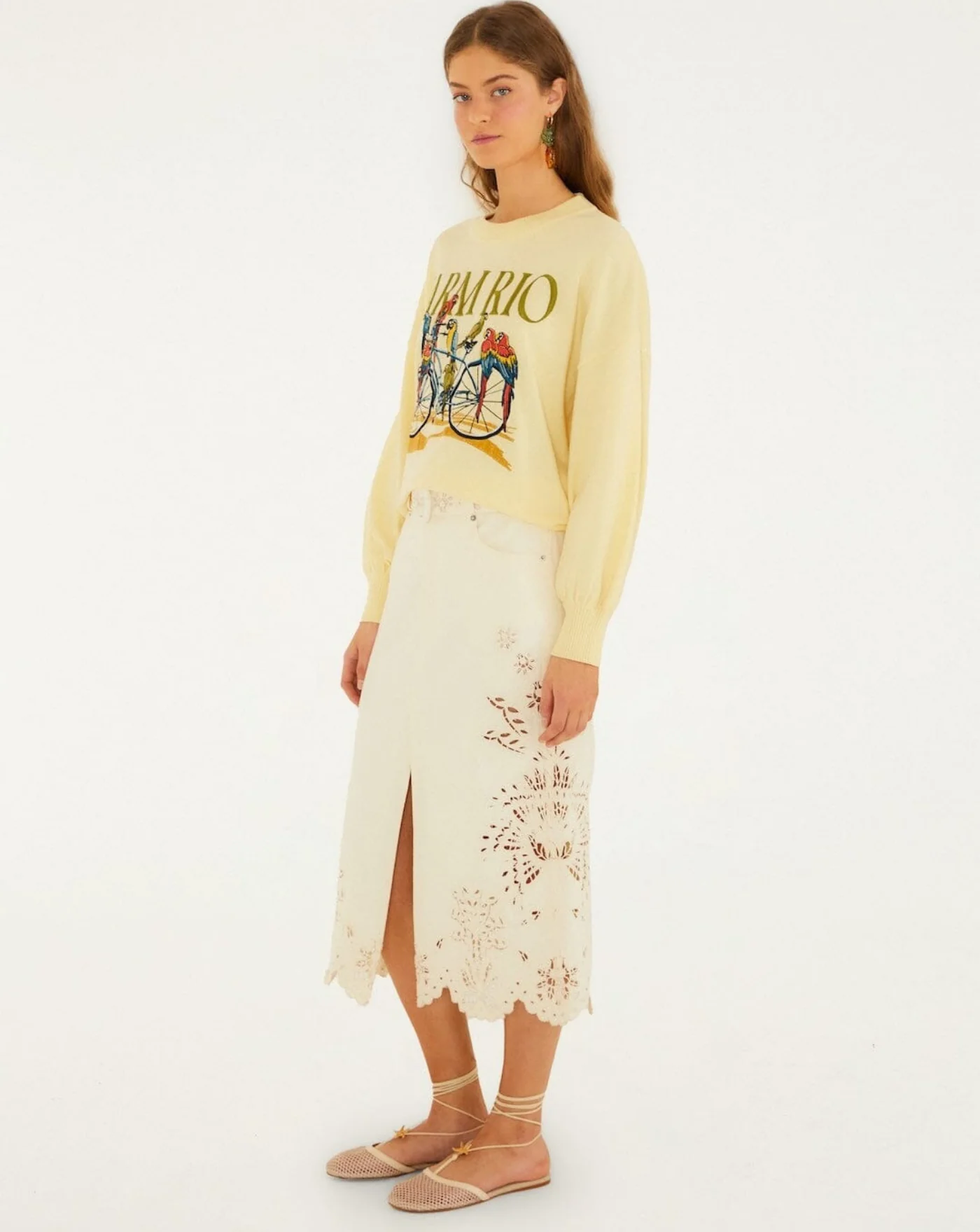 Jersey Farm Rio Birds Bicycle Embroidery Sweater - Image 3