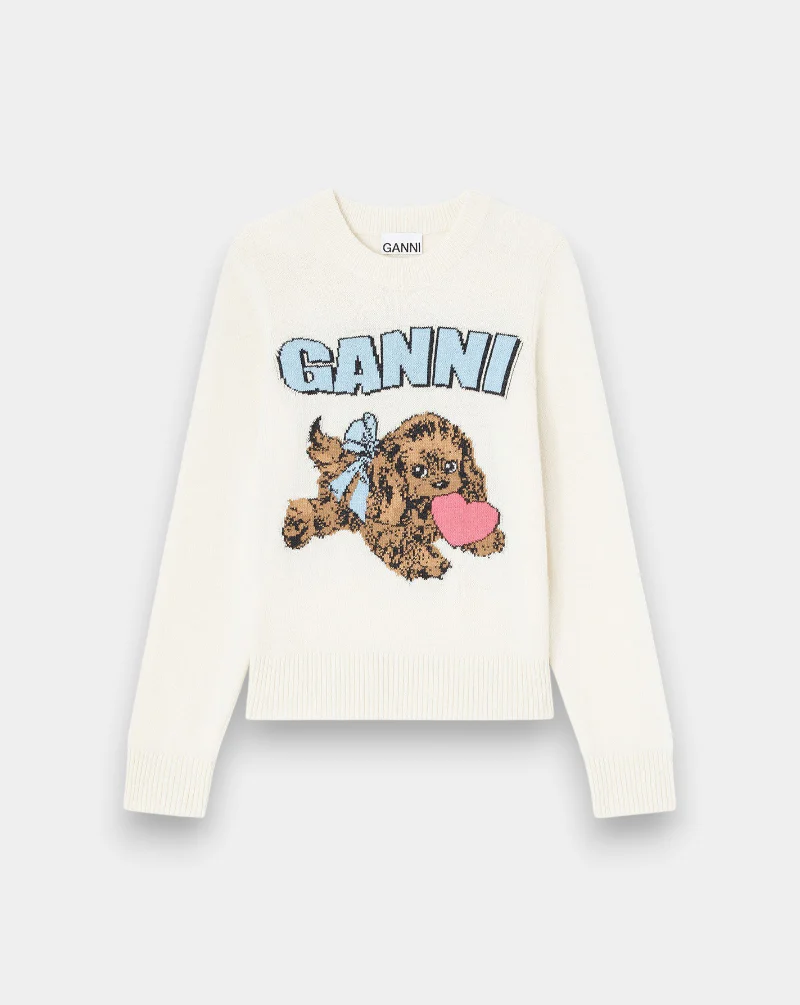 Jersey Ganni Graphic Wool Mix Fluffy Puppy Love