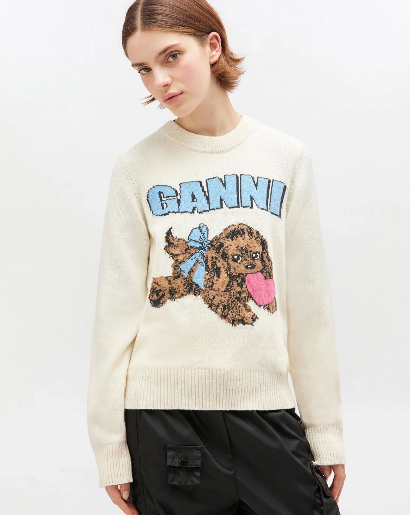 Jersey Ganni Graphic Wool Mix Fluffy Puppy Love - Image 2