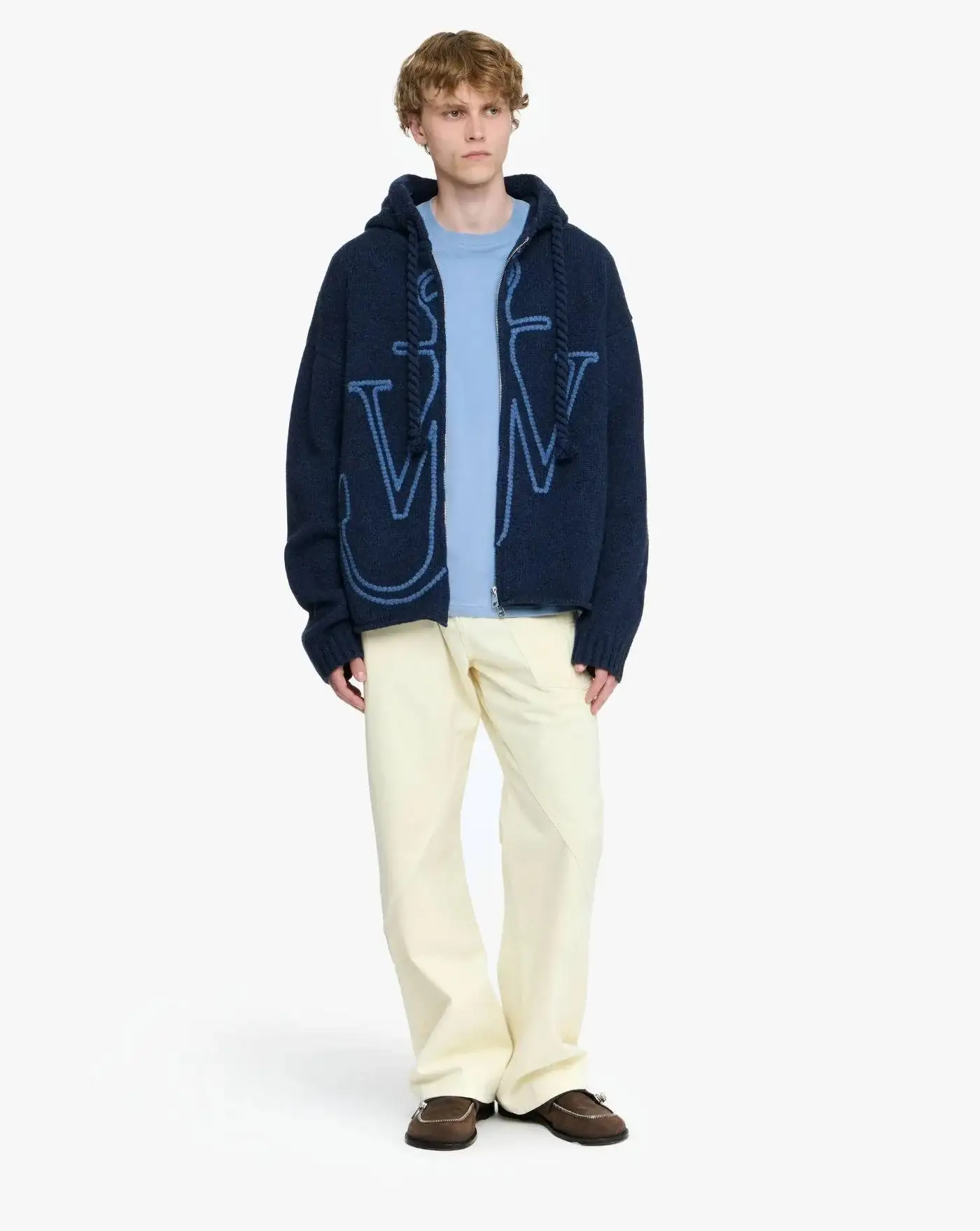 Jersey Jw Anderson Anchor Embroidery Zipped Hoodie - Image 2
