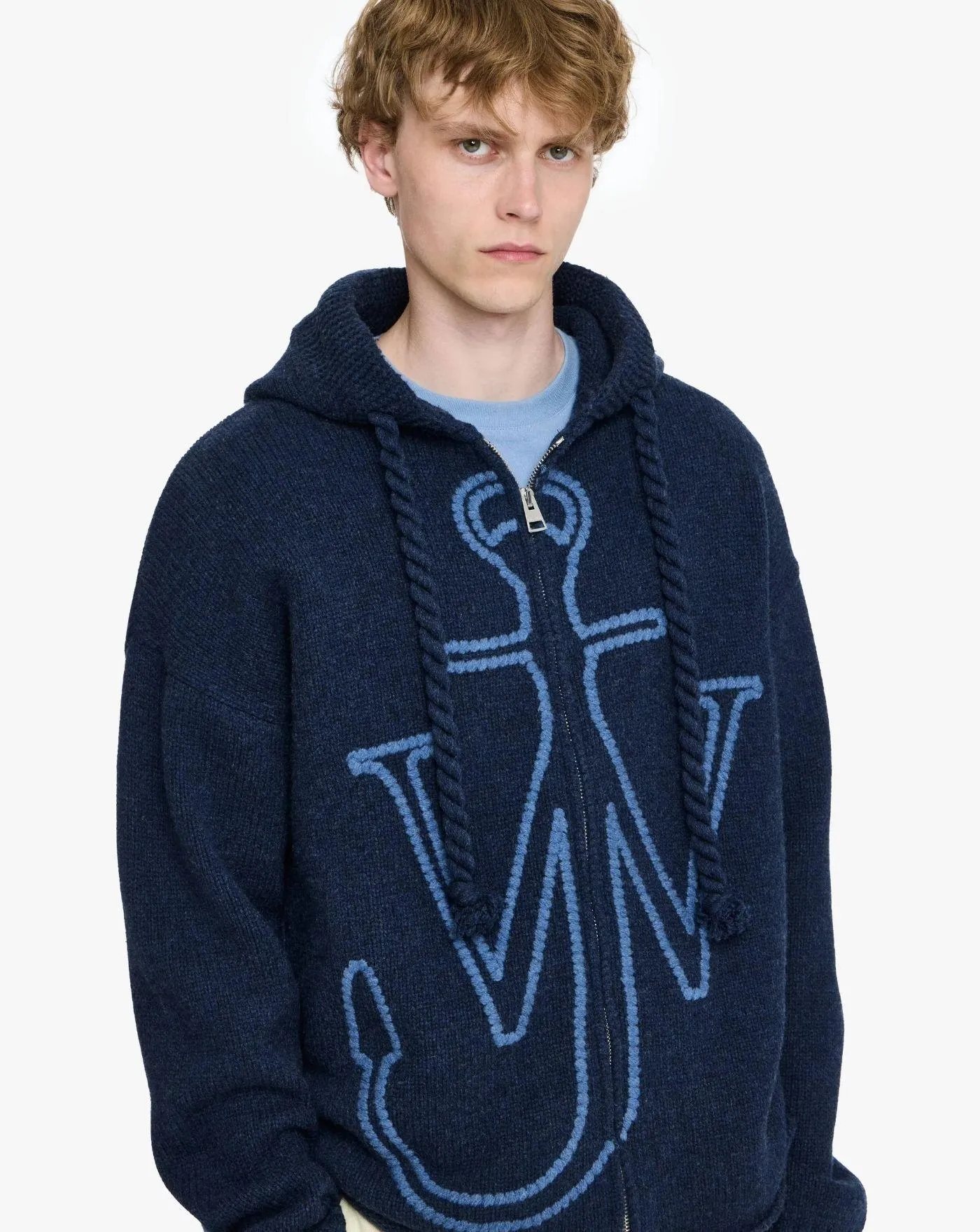 Jersey Jw Anderson Anchor Embroidery Zipped Hoodie - Image 4