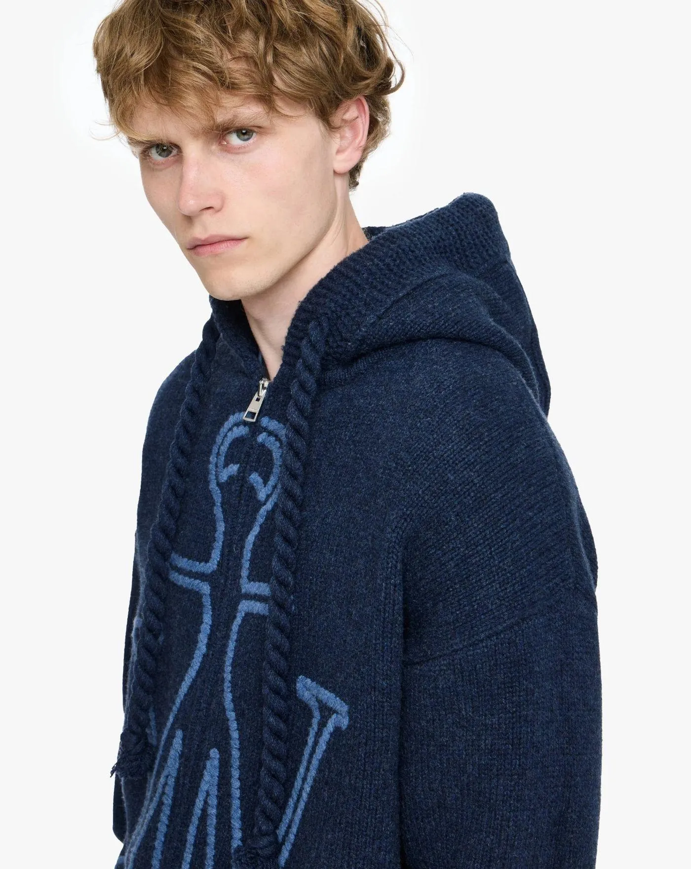 Jersey Jw Anderson Anchor Embroidery Zipped Hoodie - Image 6