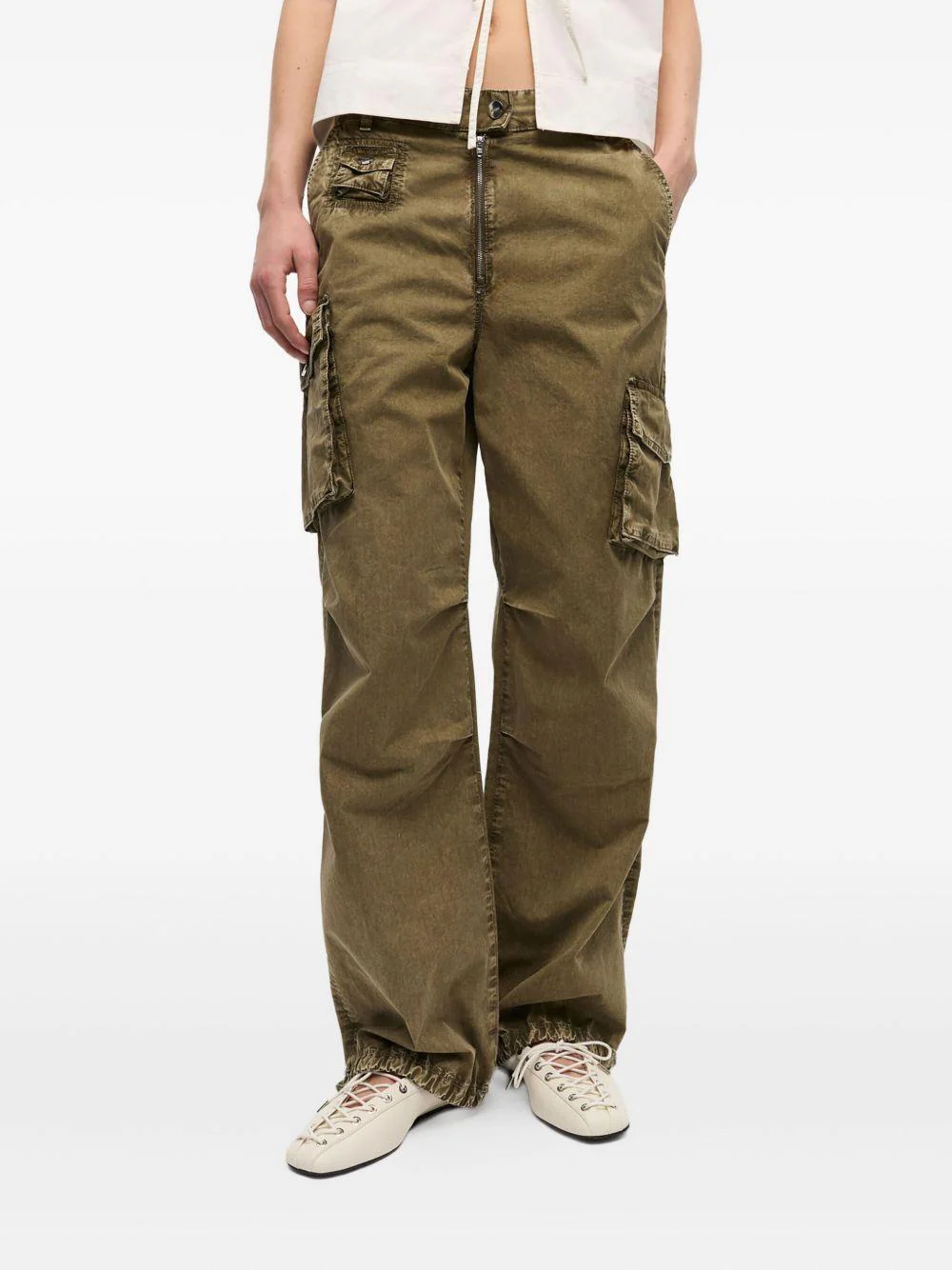 Pantalon Ganni Washed Cotton Twill Pants - Image 4