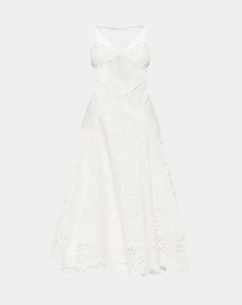 Vestido Self Portrait Cotton Embroidered Mini Dress