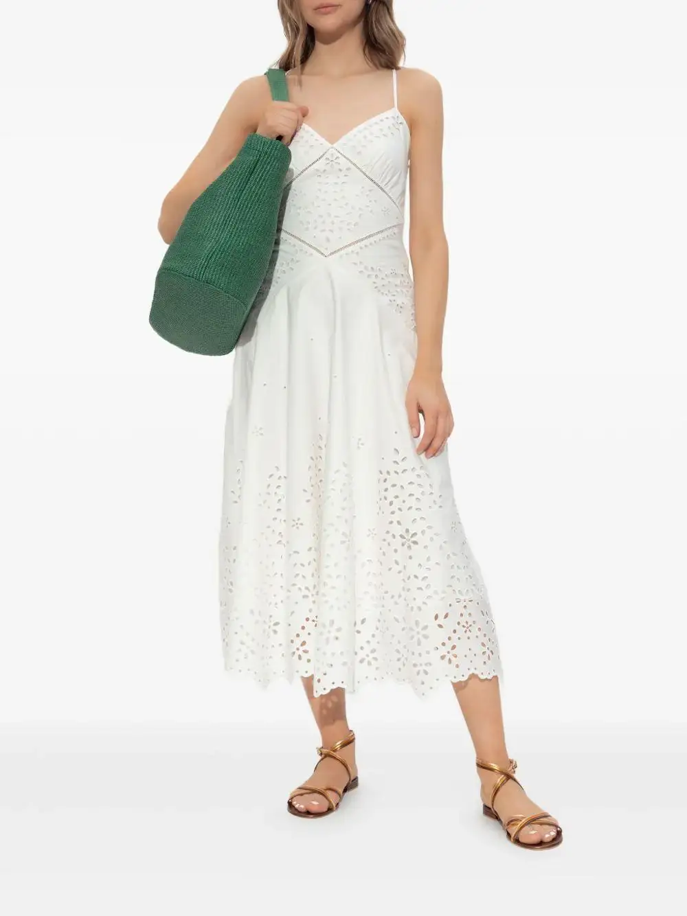 Vestido Self Portrait Cotton Embroidered Mini Dress - Image 4