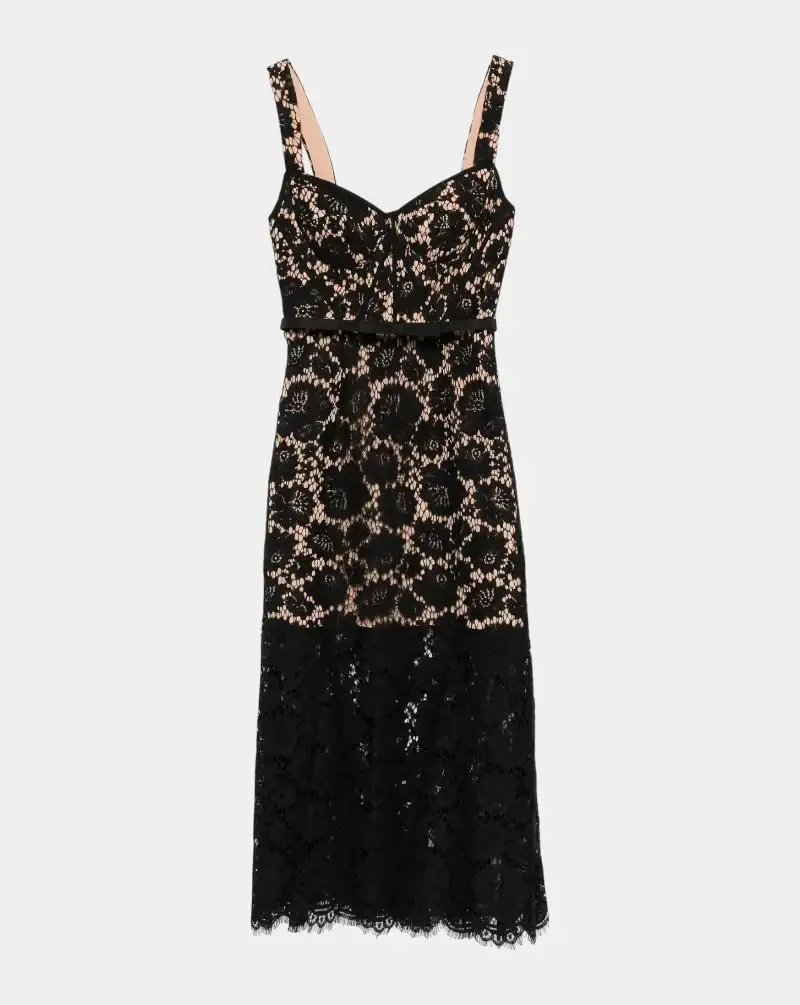Vestido Self Portrait Fina Lace Midi Dress