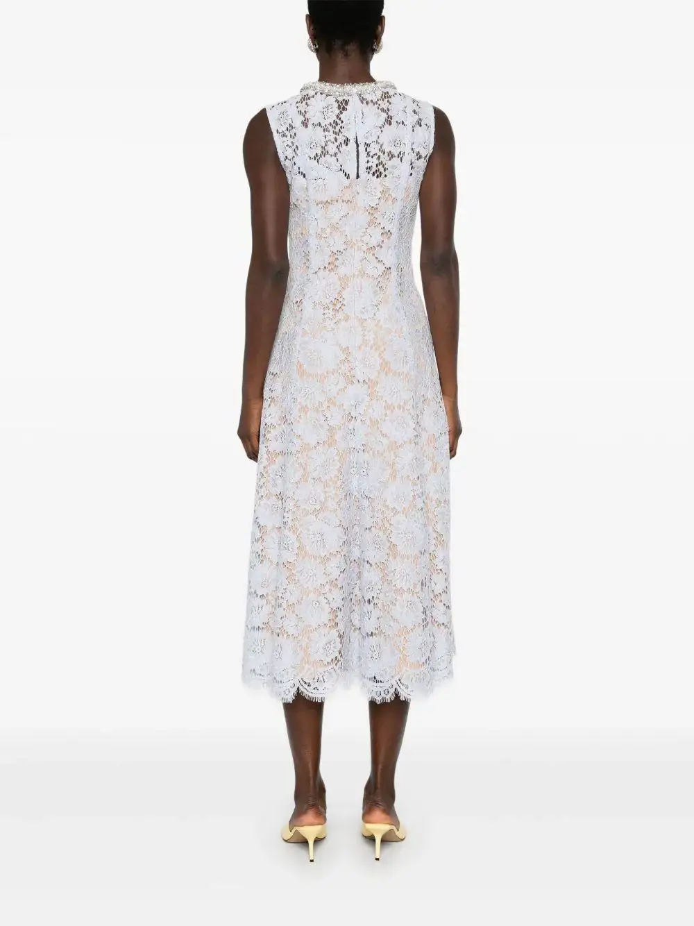 Vestido Self Portrait Fine Lace Pearl Midi Dress - Image 7