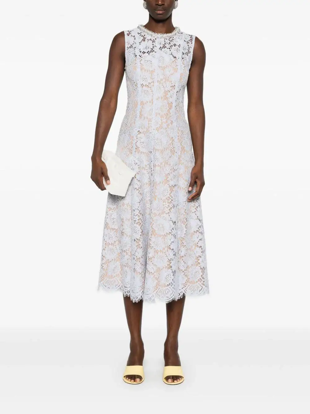 Vestido Self Portrait Fine Lace Pearl Midi Dress - Image 8