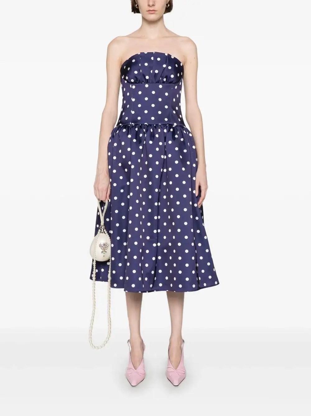 Vestido Self Portrait Polka Dot Satin Mini Dress - Image 2