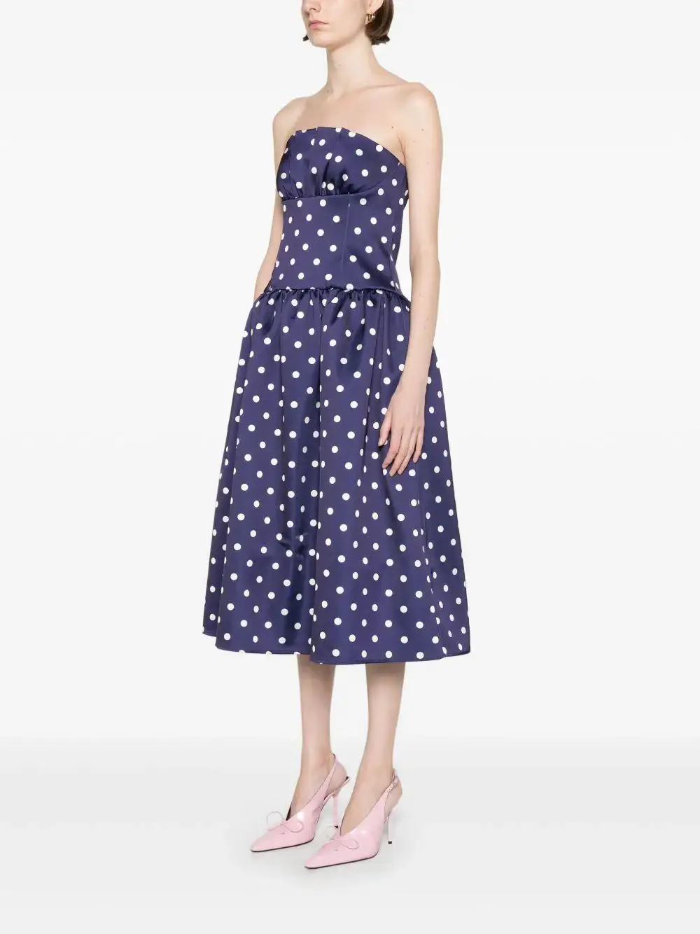 Vestido Self Portrait Polka Dot Satin Mini Dress - Image 6