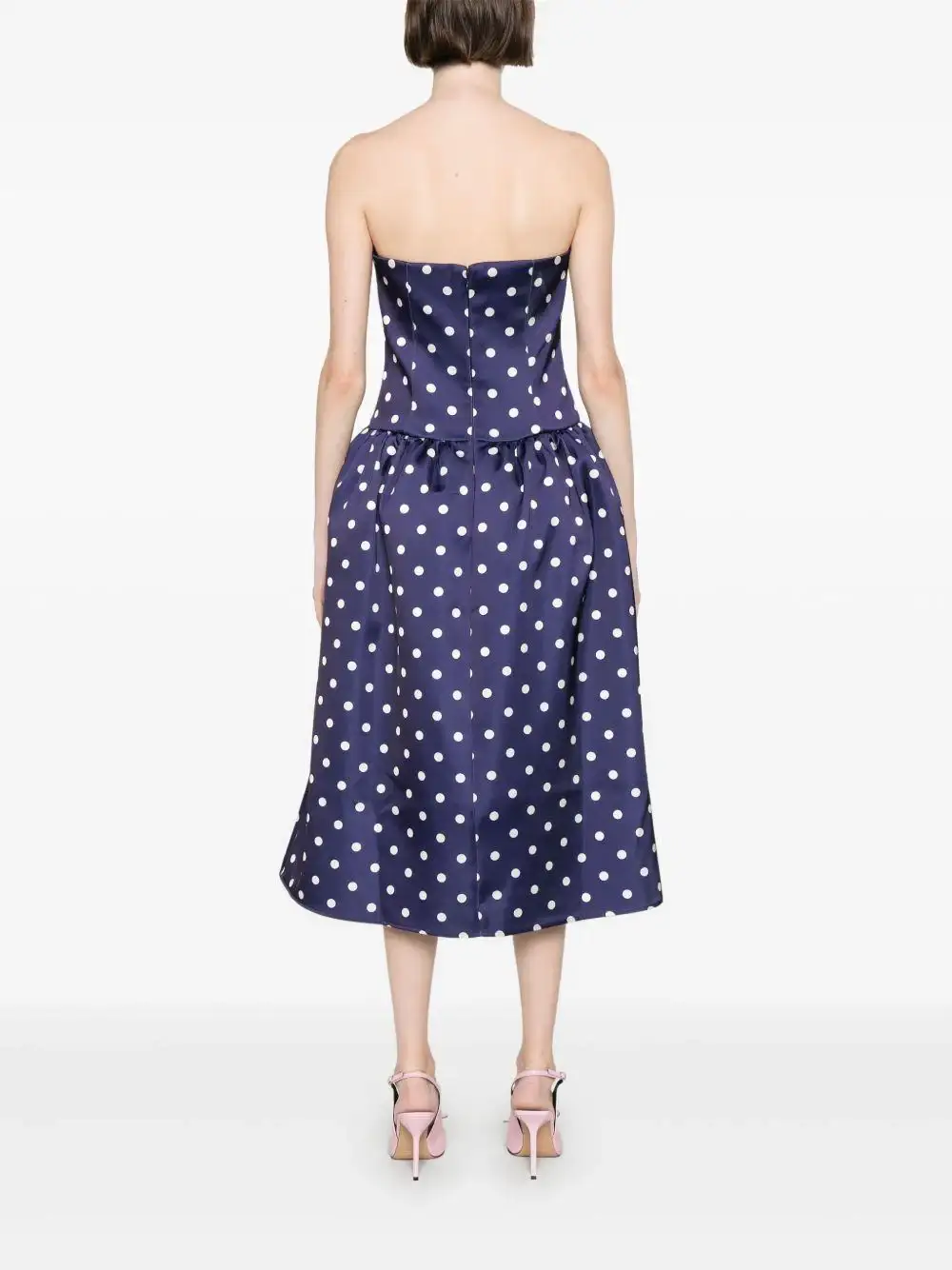 Vestido Self Portrait Polka Dot Satin Mini Dress - Image 7