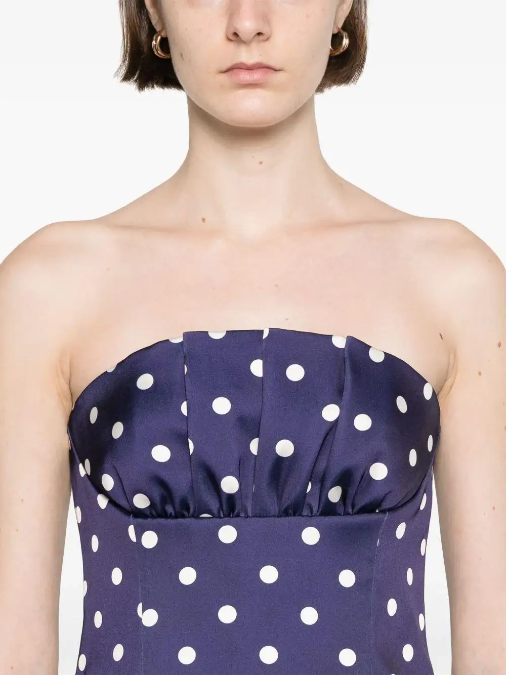 Vestido Self Portrait Polka Dot Satin Mini Dress - Image 8