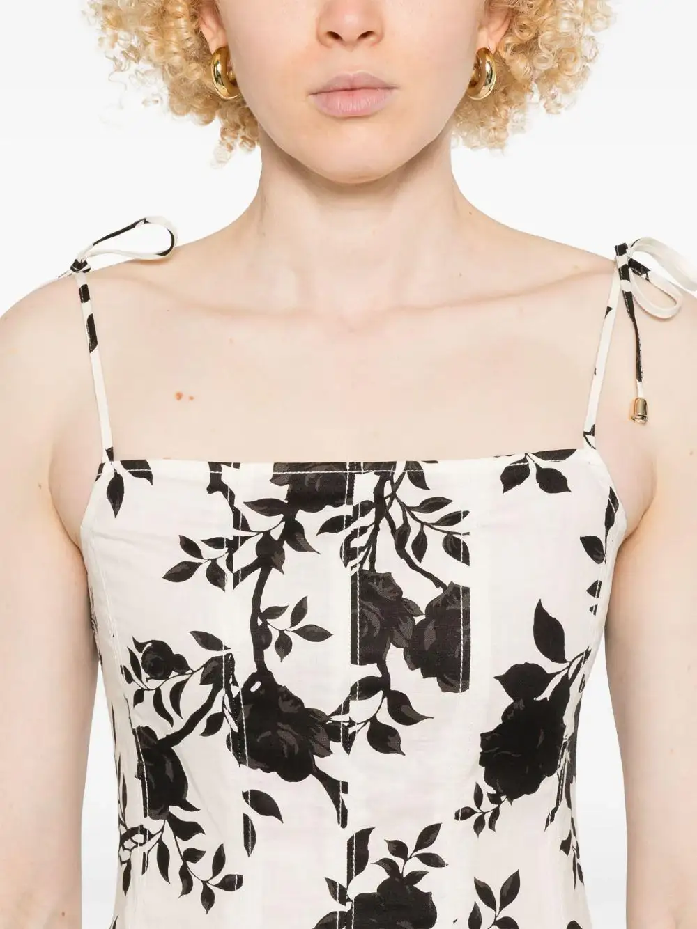 Vestido Self Portrait Print Linen - Image 3