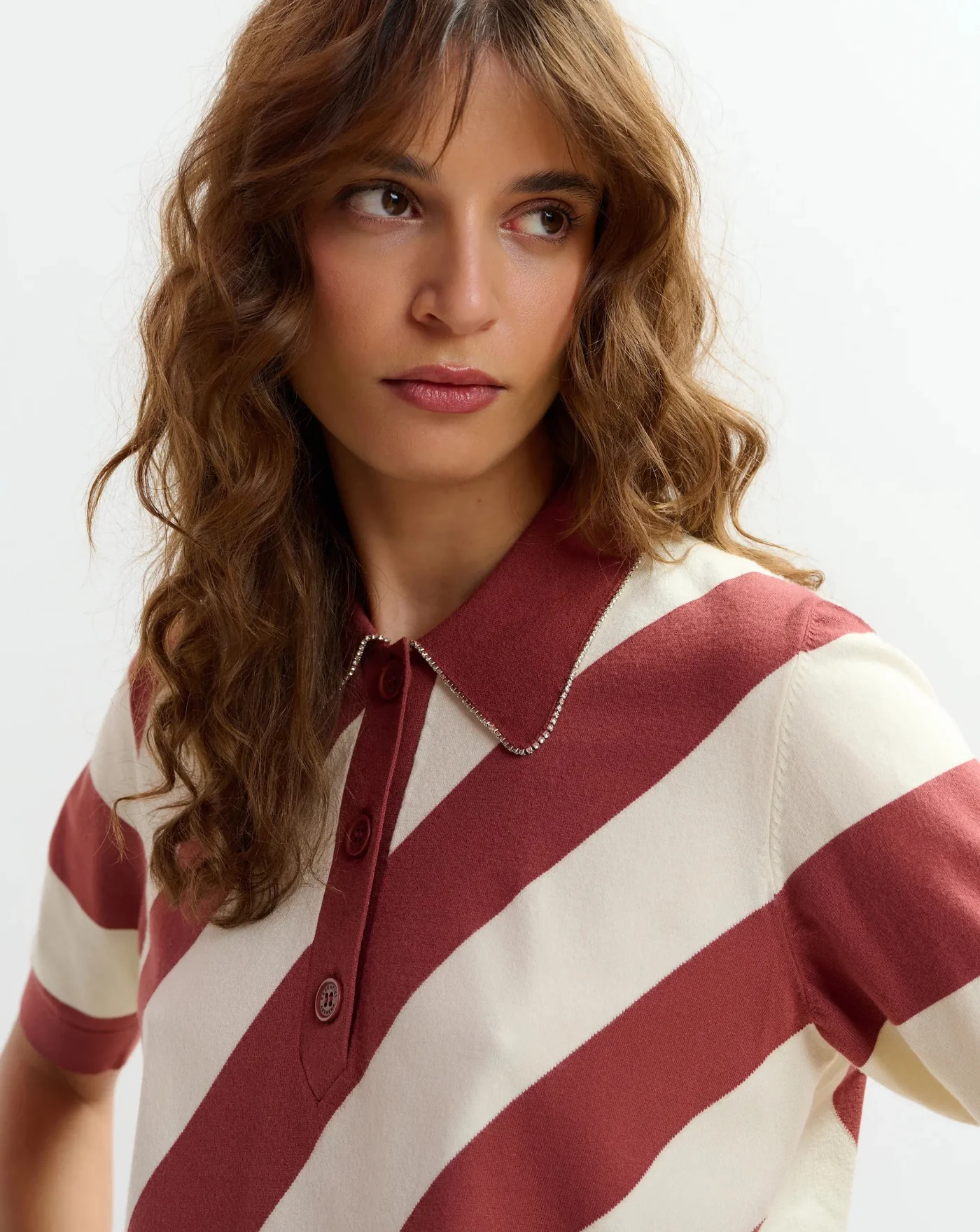 Top Essentiel Antwerp Joram Striped Knit Polo - Image 4