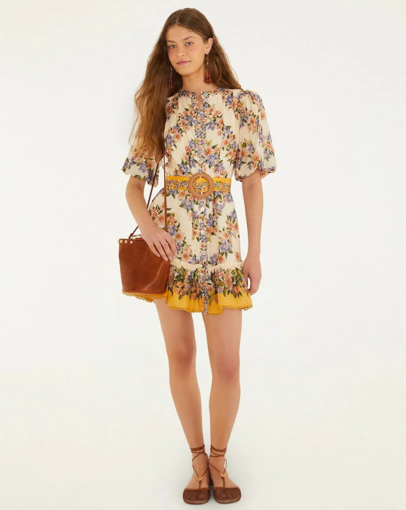 Vestido Farm Rio Hilo Stripes Sand Mini Dress - Image 5