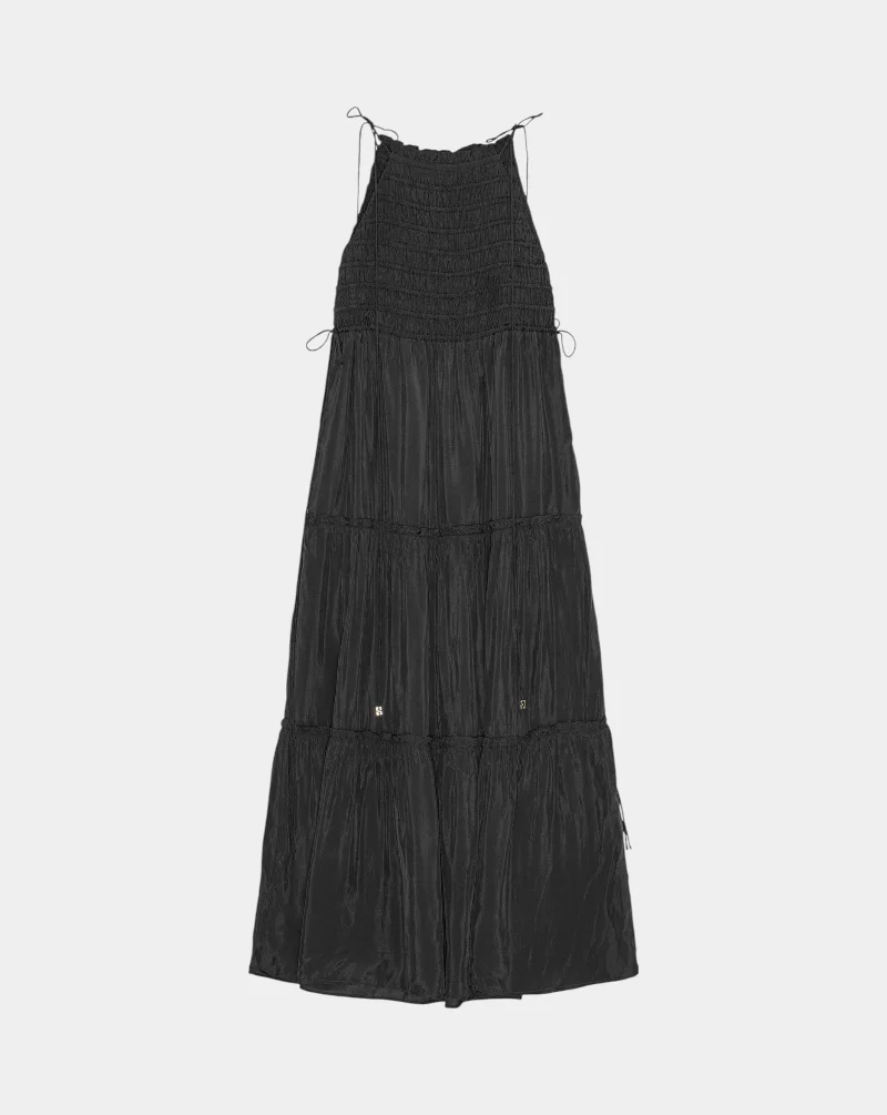 Vestido Ganni Viscose Habotai Maxi Smock