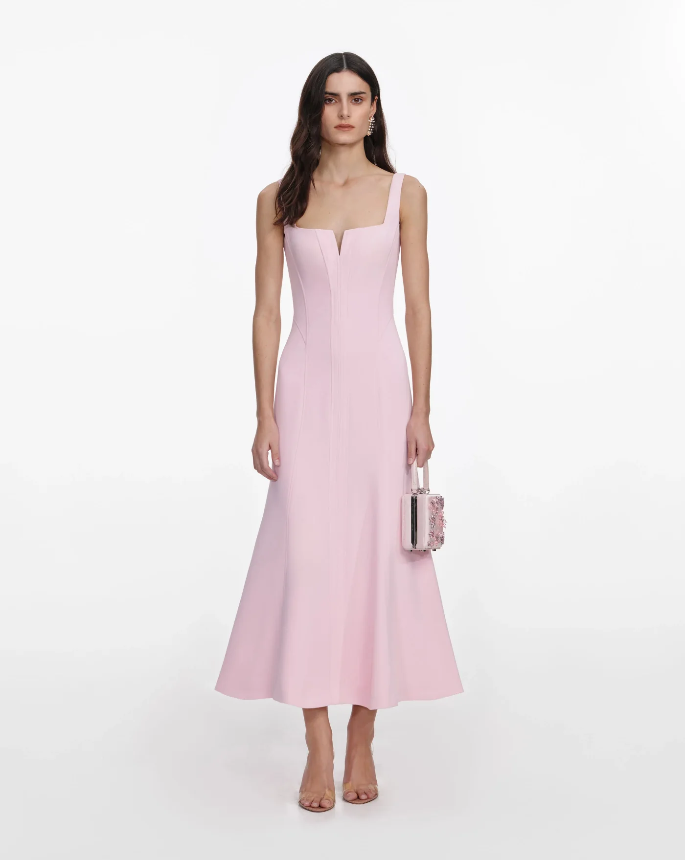 Vestido Self Portrait Pink Crepe Midi Dress - Image 2