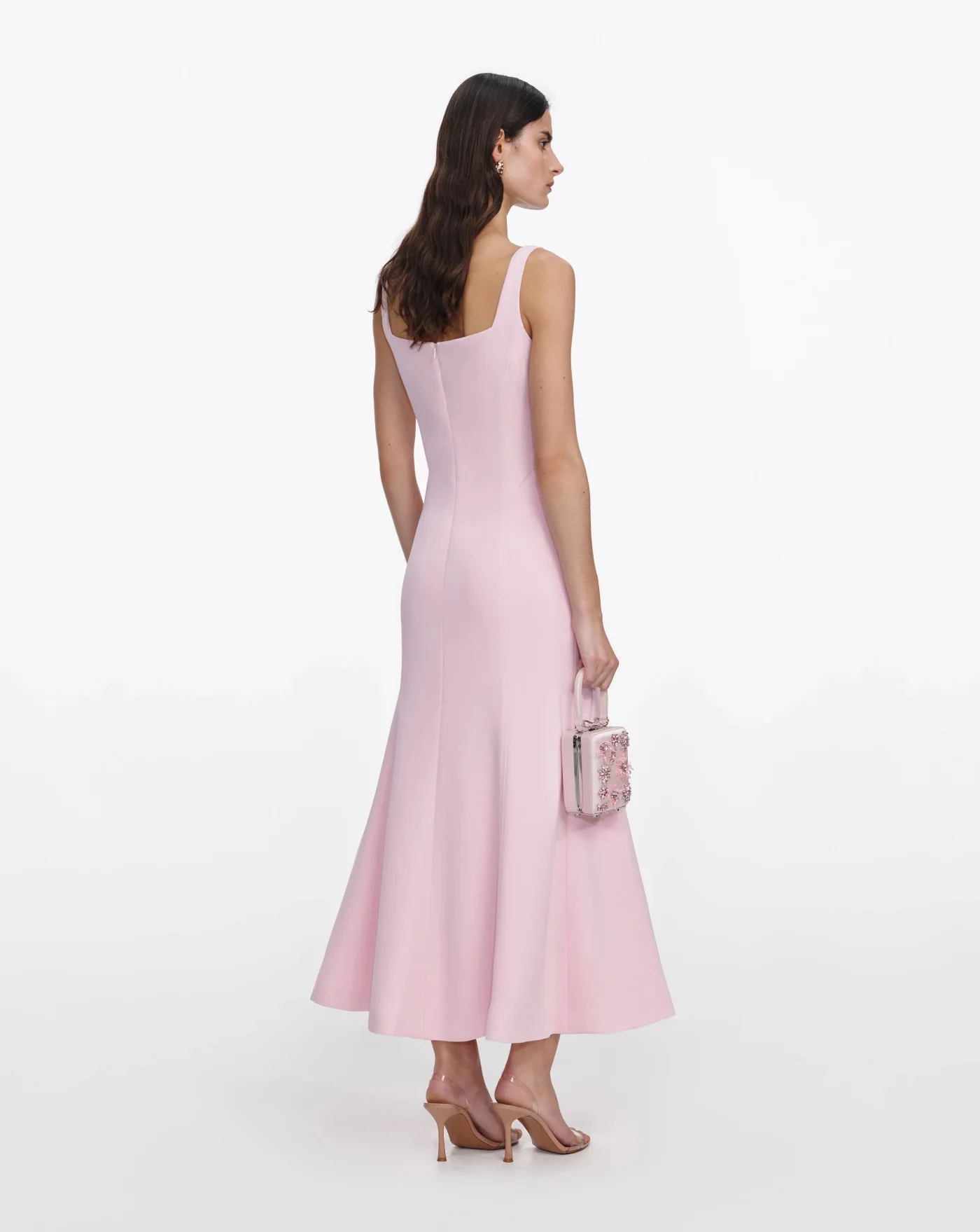 Vestido Self Portrait Pink Crepe Midi Dress - Image 3