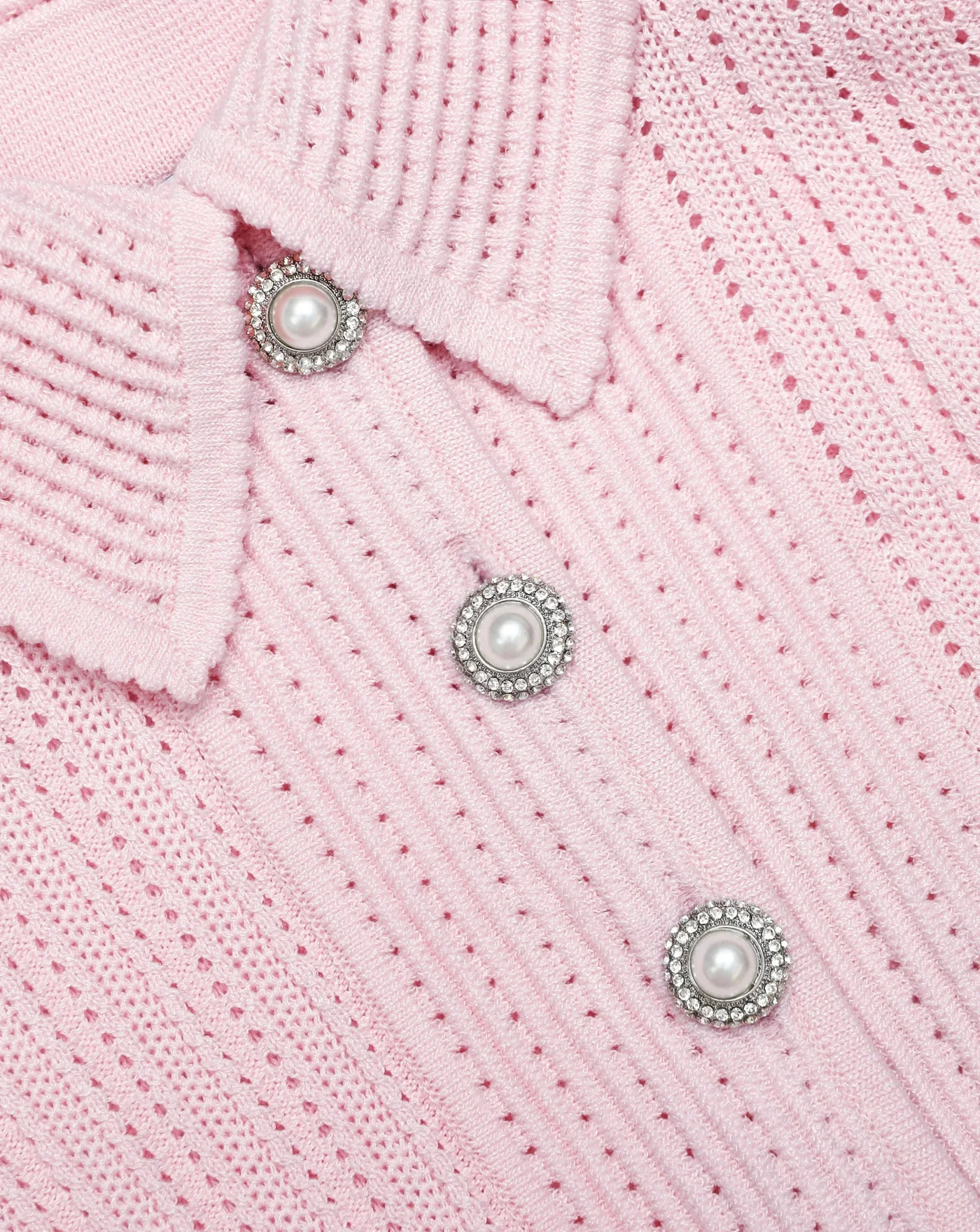 Vestido Self Portrait Pink Pointelle Peplum Knit Midi Dress - Image 6