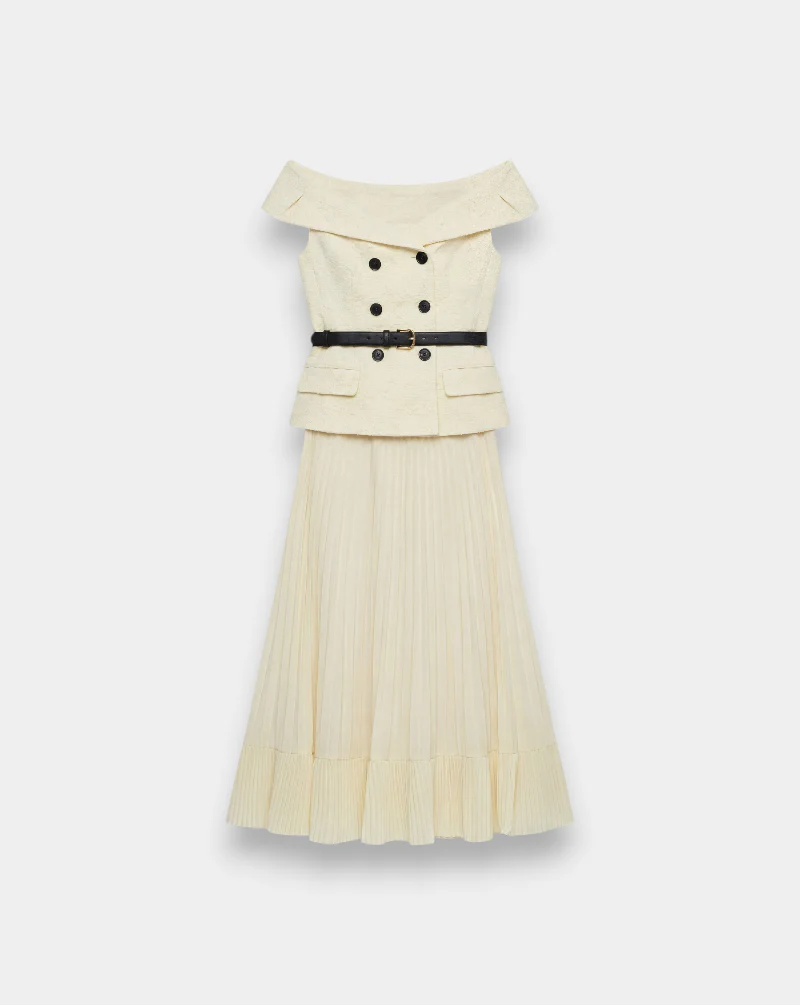 Vestido Self Portrait Yellow Lace Chiffon Midi Dress