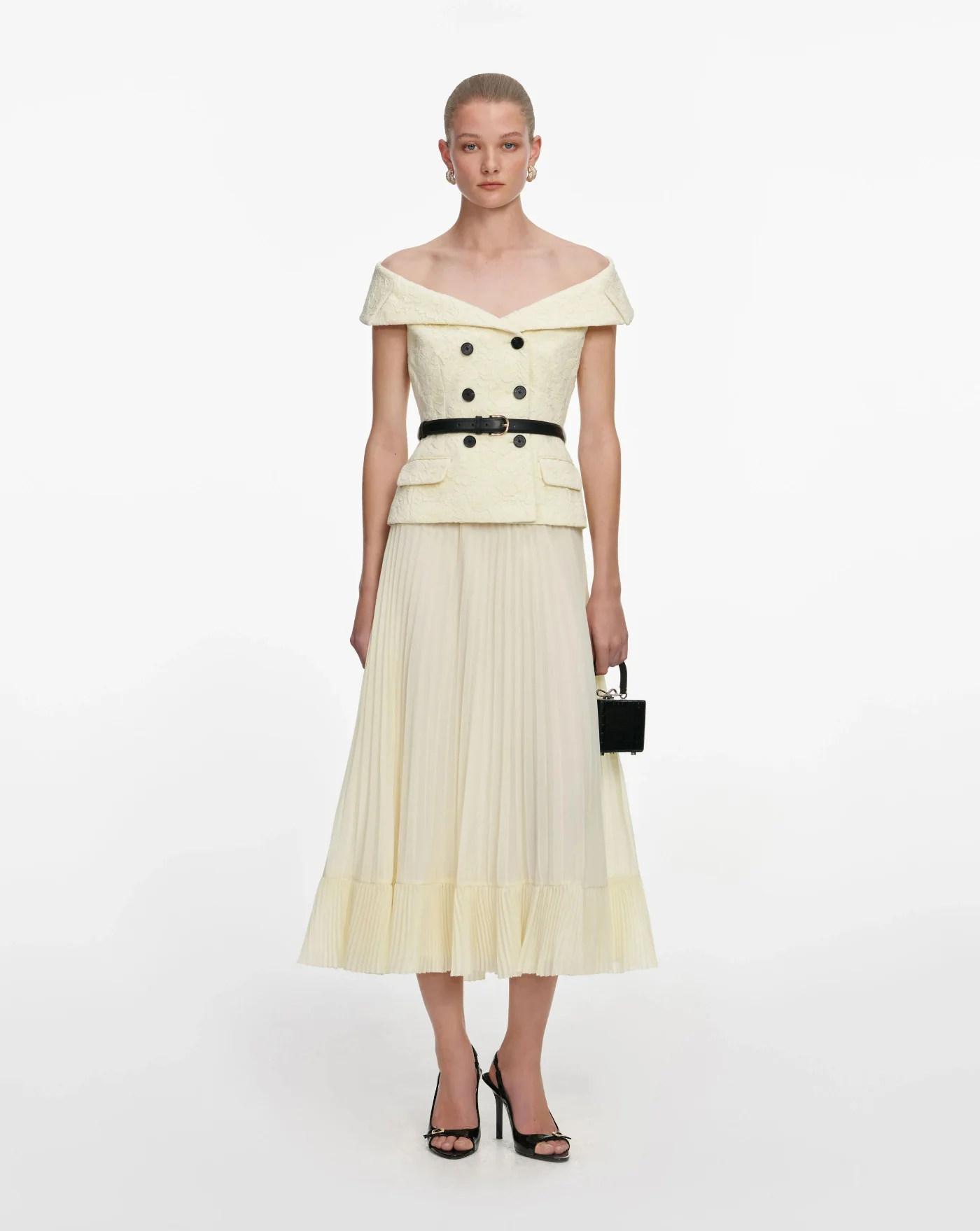 Vestido Self Portrait Yellow Lace Chiffon Midi Dress - Image 2