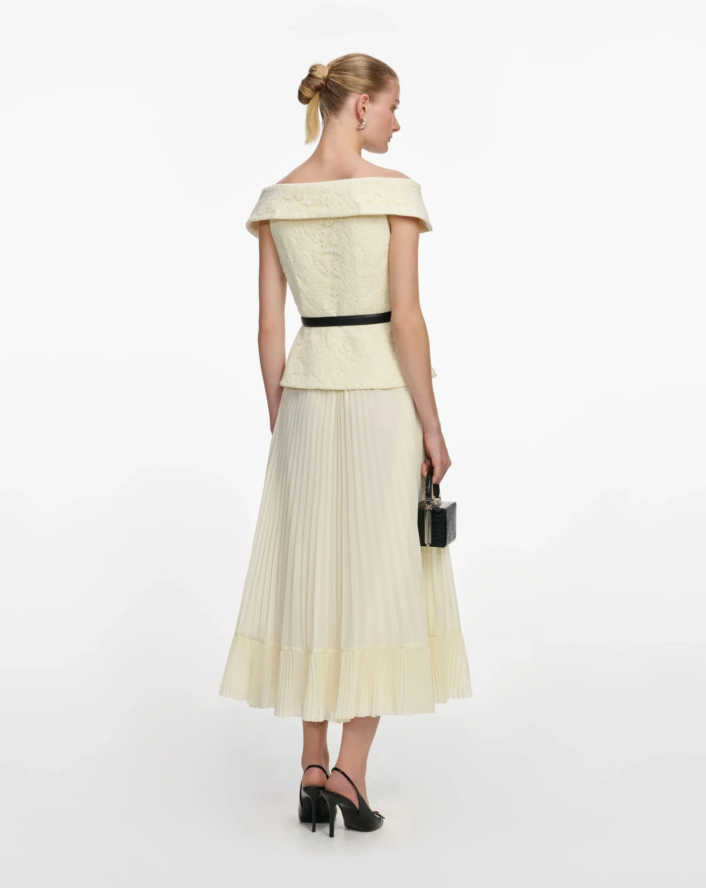 Vestido Self Portrait Yellow Lace Chiffon Midi Dress - Image 3
