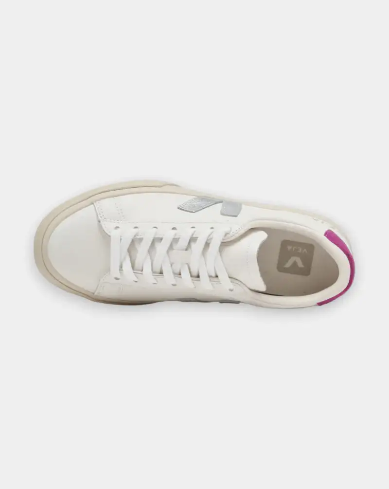 Zapatillas Veja Campo Leather Extra White Silver Ultraviolet - Image 4