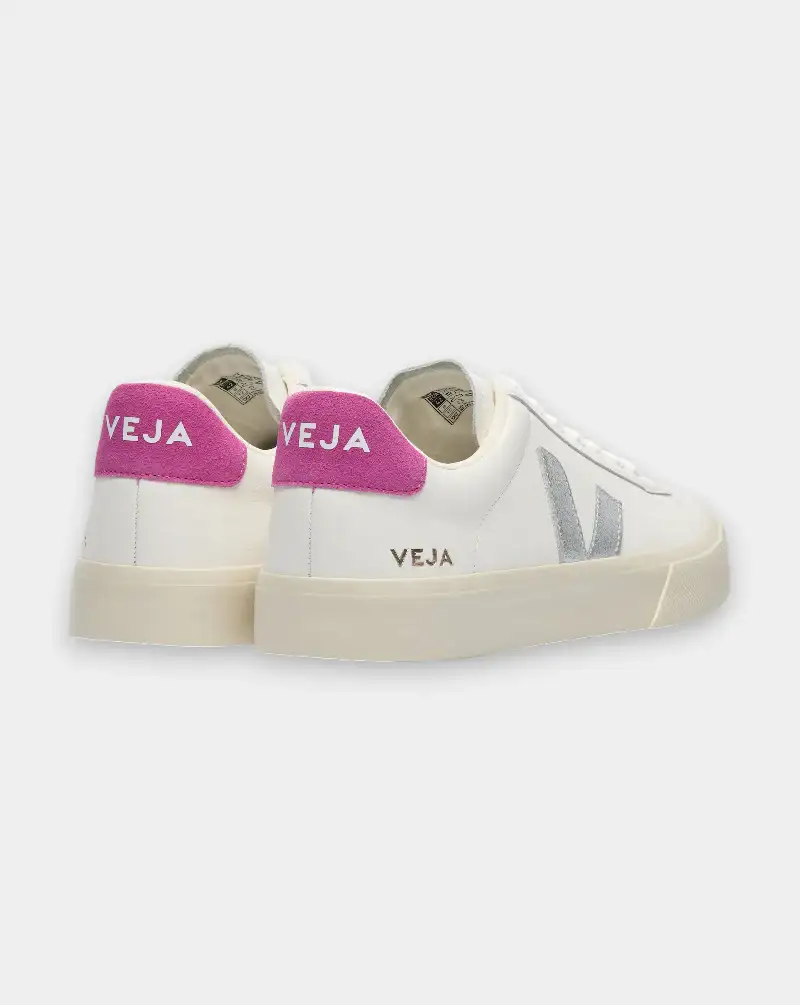 Zapatillas Veja Campo Leather Extra White Silver Ultraviolet - Image 6